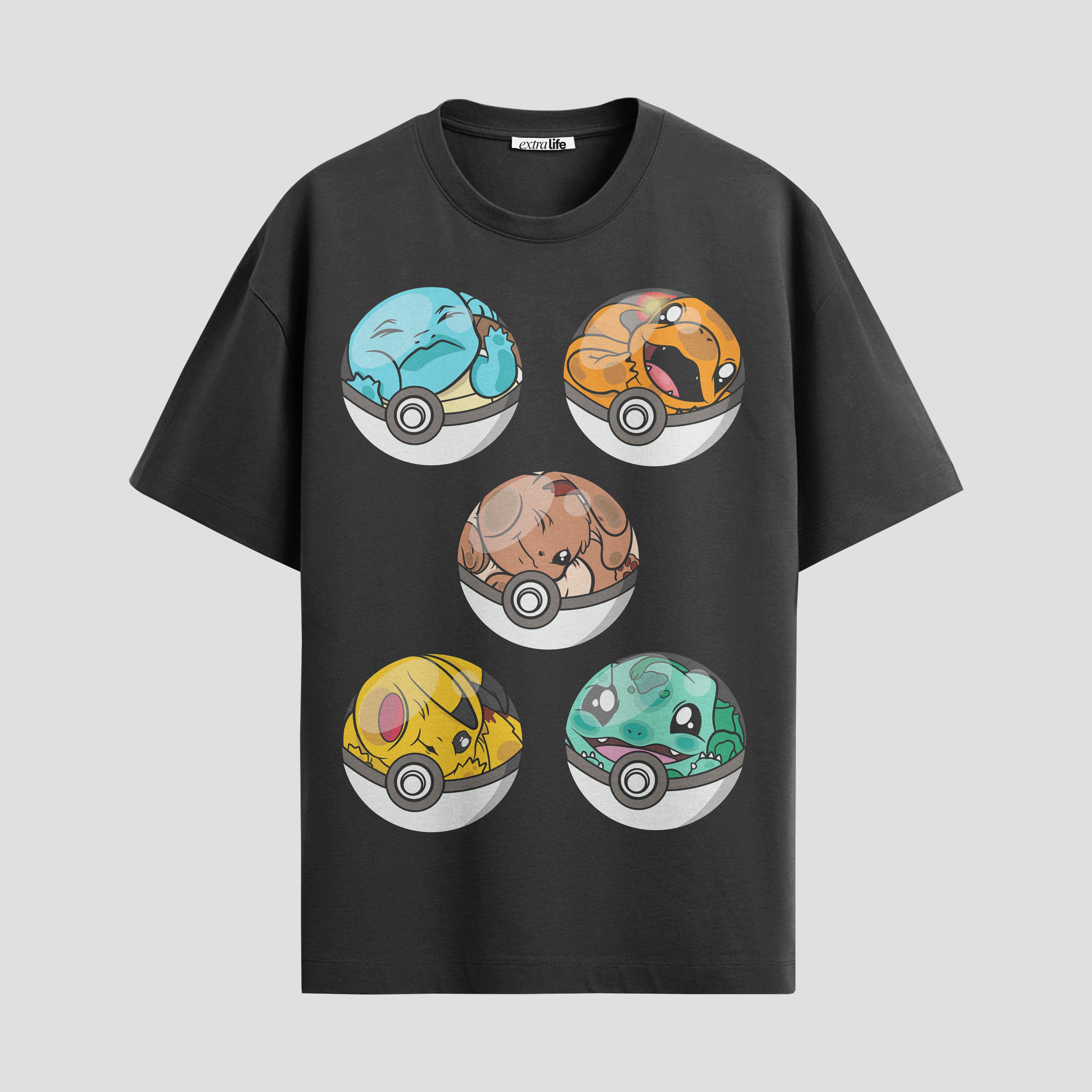 Playera urbana de anime y gaming ExtraLife MX, corte Standard Fit unisex ligero y transpirable en color Deep Black y Pure White, ropa de uso diario para gym y casual.