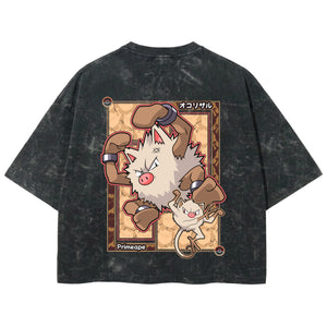Playera streetwear premium de anime y gaming ExtraLife MX, corte boxy deluxe mineral wash heavyweight en color Acid Wash, moda urbana mexicana de culto.
