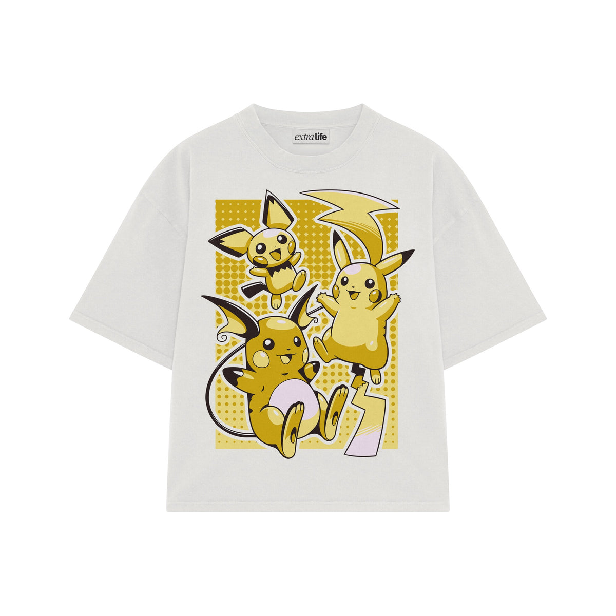 Playera streetwear premium de anime y gaming ExtraLife MX, corte oversized drop shoulder ligero y fresco en color Deep Black y Off-White, moda urbana mexicana de culto.