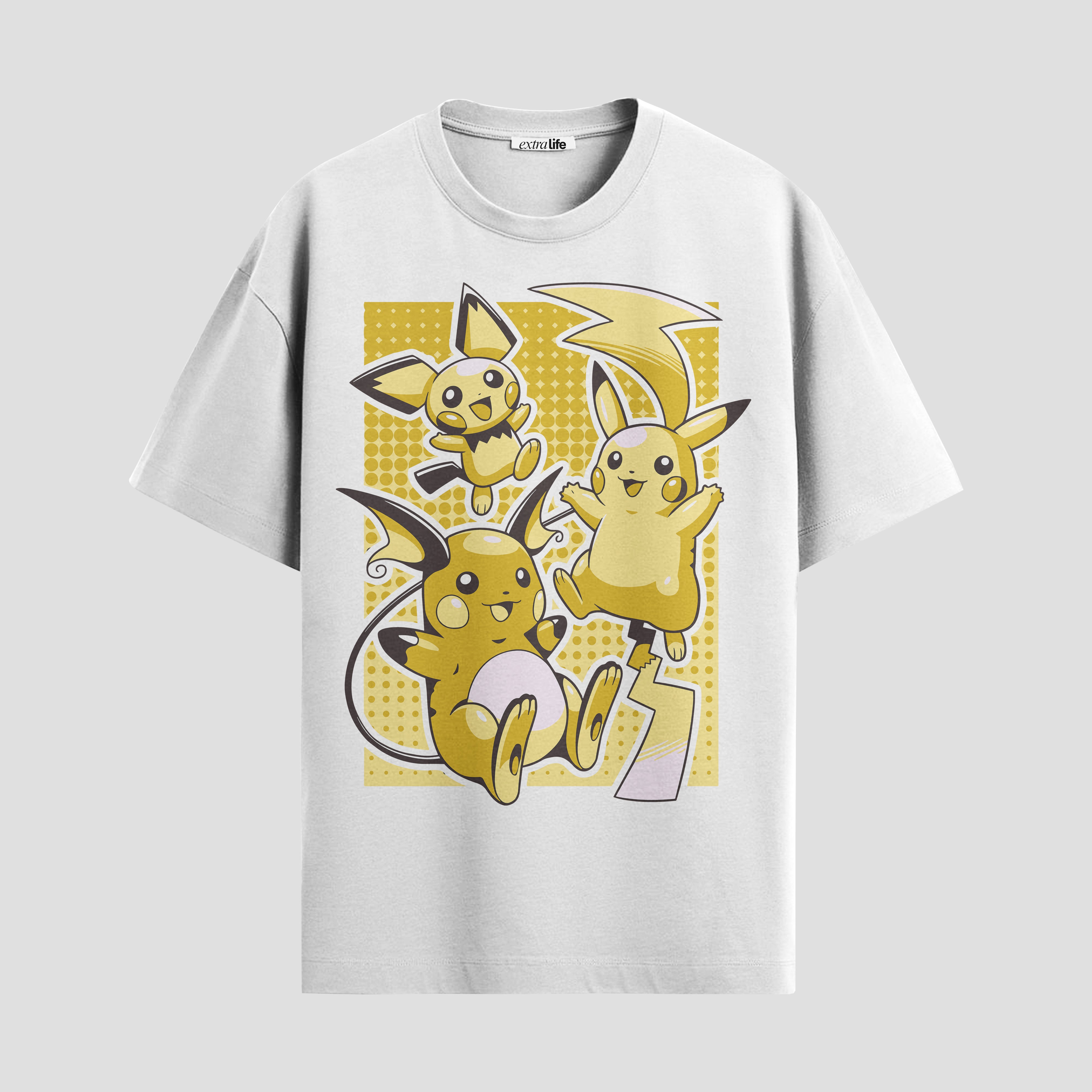 Playera urbana de anime y gaming ExtraLife MX, corte Standard Fit unisex ligero y transpirable en color Deep Black y Pure White, ropa de uso diario para gym y casual.
