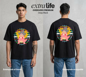 El Mundo Entrenador | El Rey Lento #03552 - Playera Oversized Premium | Deep Black - Foto en modelo