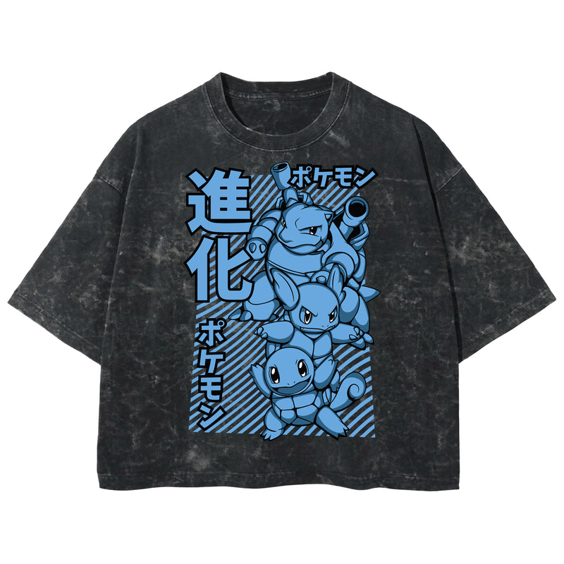 Playera streetwear premium de anime y gaming ExtraLife MX, corte boxy deluxe mineral wash heavyweight en color Acid Wash, moda urbana mexicana de culto.