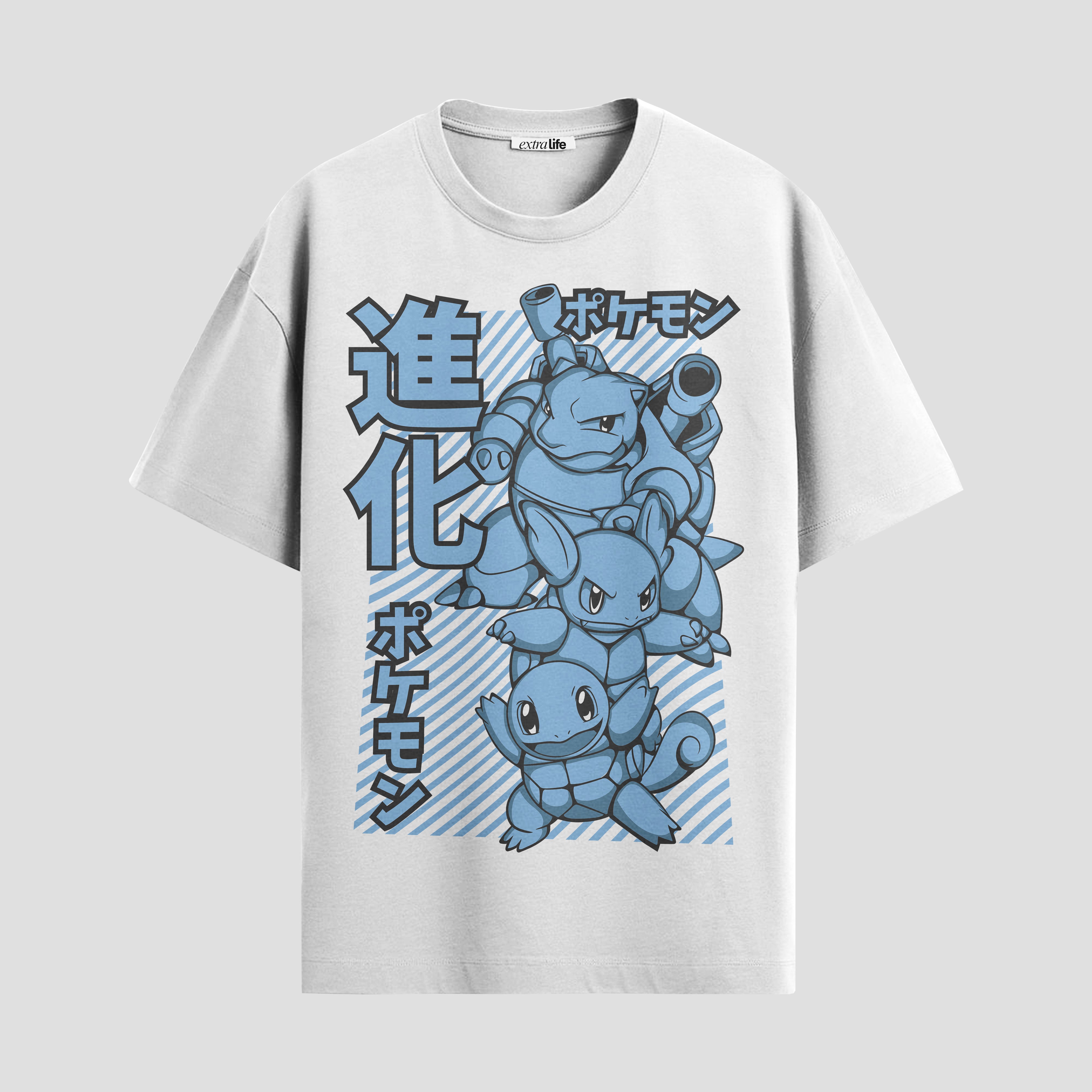 Playera urbana de anime y gaming ExtraLife MX, corte Standard Fit unisex ligero y transpirable en color Deep Black y Pure White, ropa de uso diario para gym y casual.