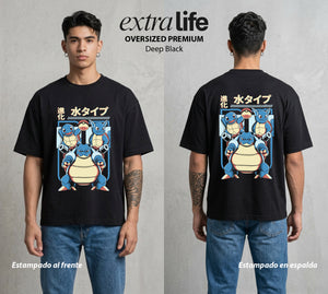 El Mundo Entrenador | La Tortuga que Crece Evolucion #03557 - Playera Oversized Premium | Deep Black - Foto en modelo