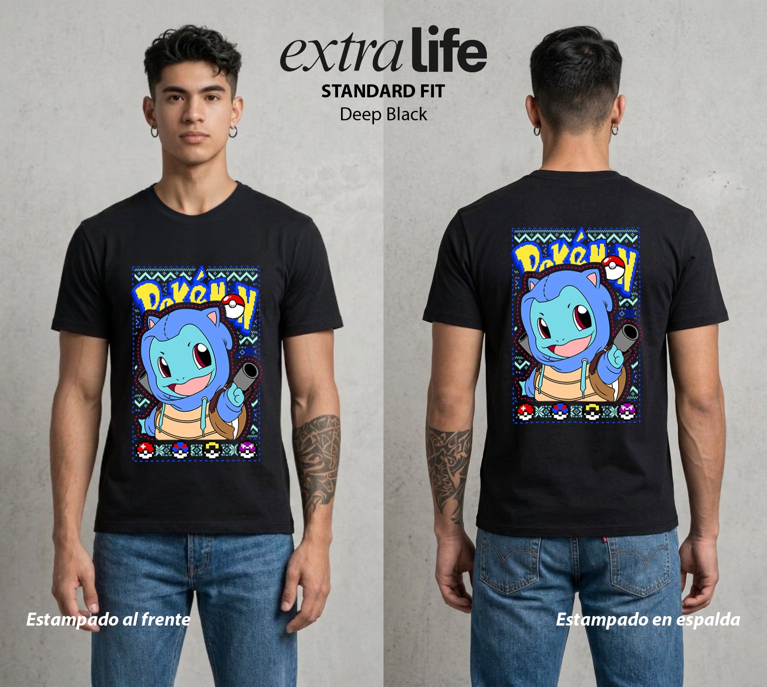 El Mundo Entrenador | La Navidad del Agua Navidad Gamer #03559 - Playera Standard Fit | Deep Black - Foto en modelo