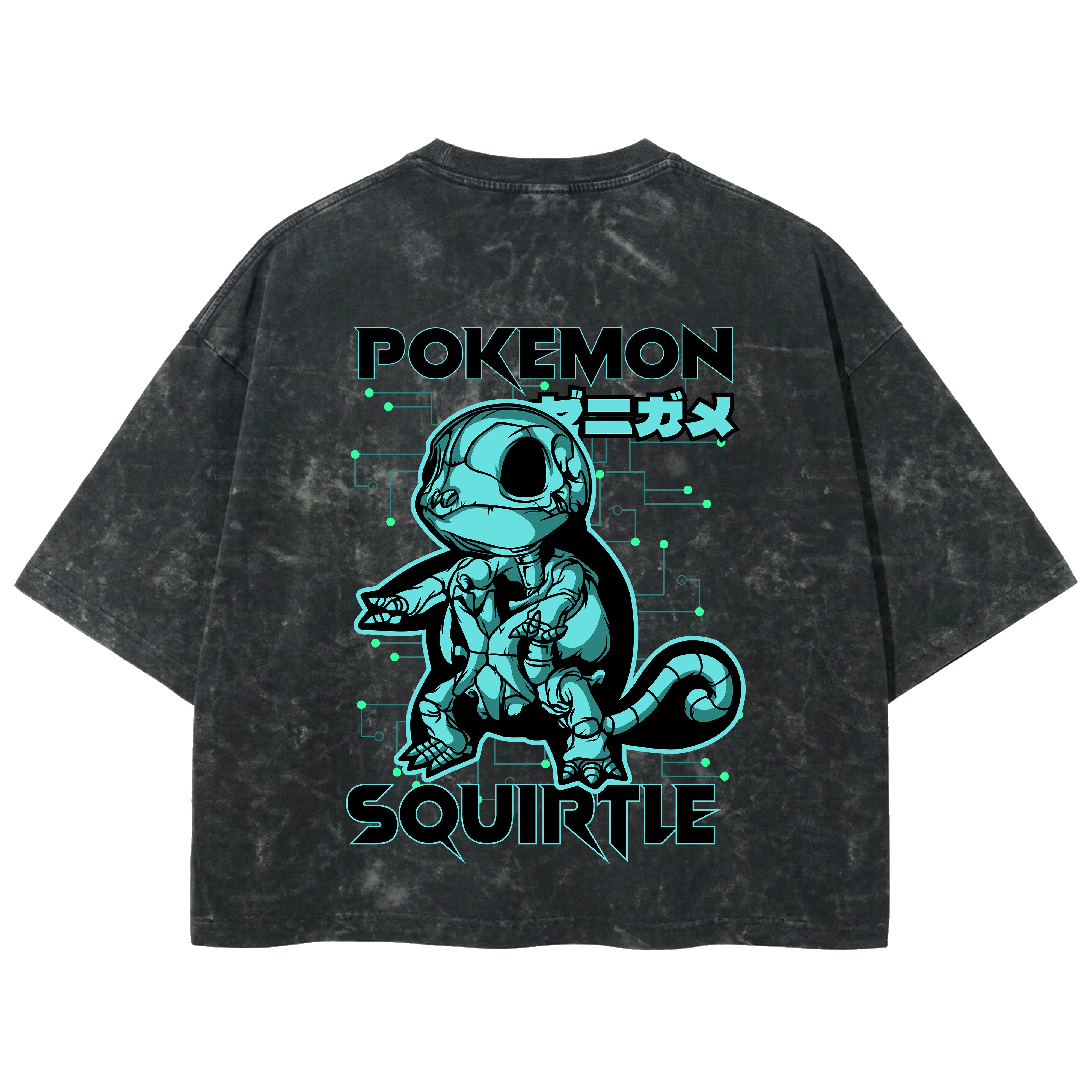 Playera streetwear premium de anime y gaming ExtraLife MX, corte boxy deluxe mineral wash heavyweight en color Acid Wash, moda urbana mexicana de culto.
