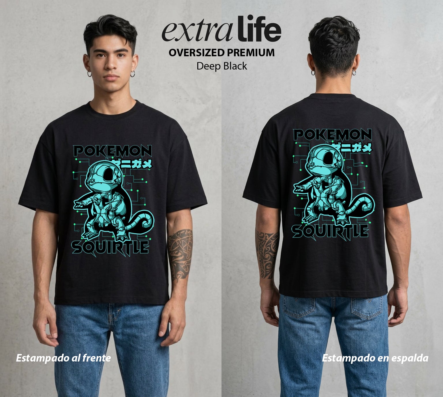 El Mundo Entrenador | Los Huesos del Agua Rayos X #03560 - Playera Oversized Premium | Deep Black - Foto en modelo