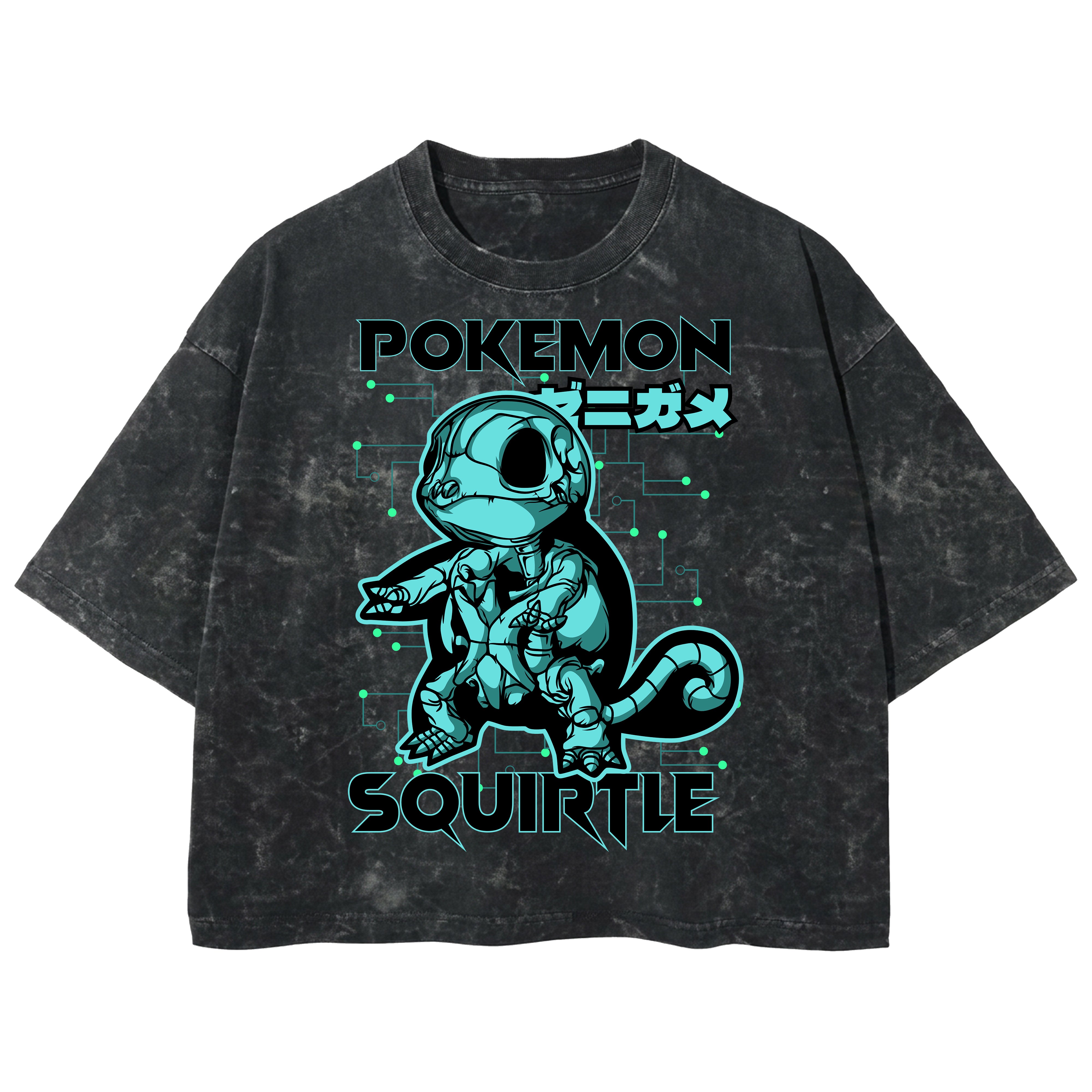 Playera streetwear premium de anime y gaming ExtraLife MX, corte boxy deluxe mineral wash heavyweight en color Acid Wash, moda urbana mexicana de culto.