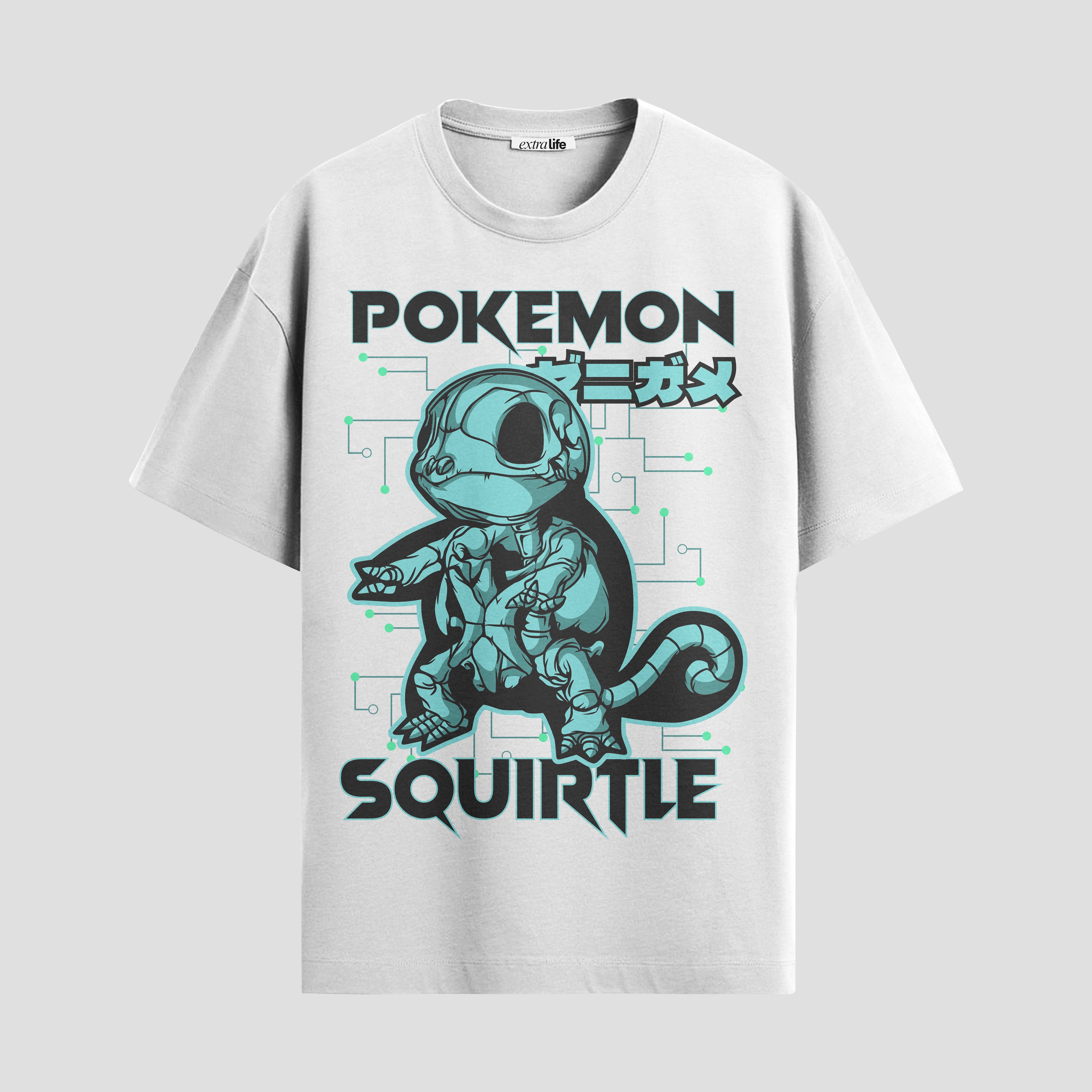 Playera urbana de anime y gaming ExtraLife MX, corte Standard Fit unisex ligero y transpirable en color Deep Black y Pure White, ropa de uso diario para gym y casual.