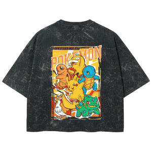 Playera streetwear premium de anime y gaming ExtraLife MX, corte boxy deluxe mineral wash heavyweight en color Acid Wash, moda urbana mexicana de culto.