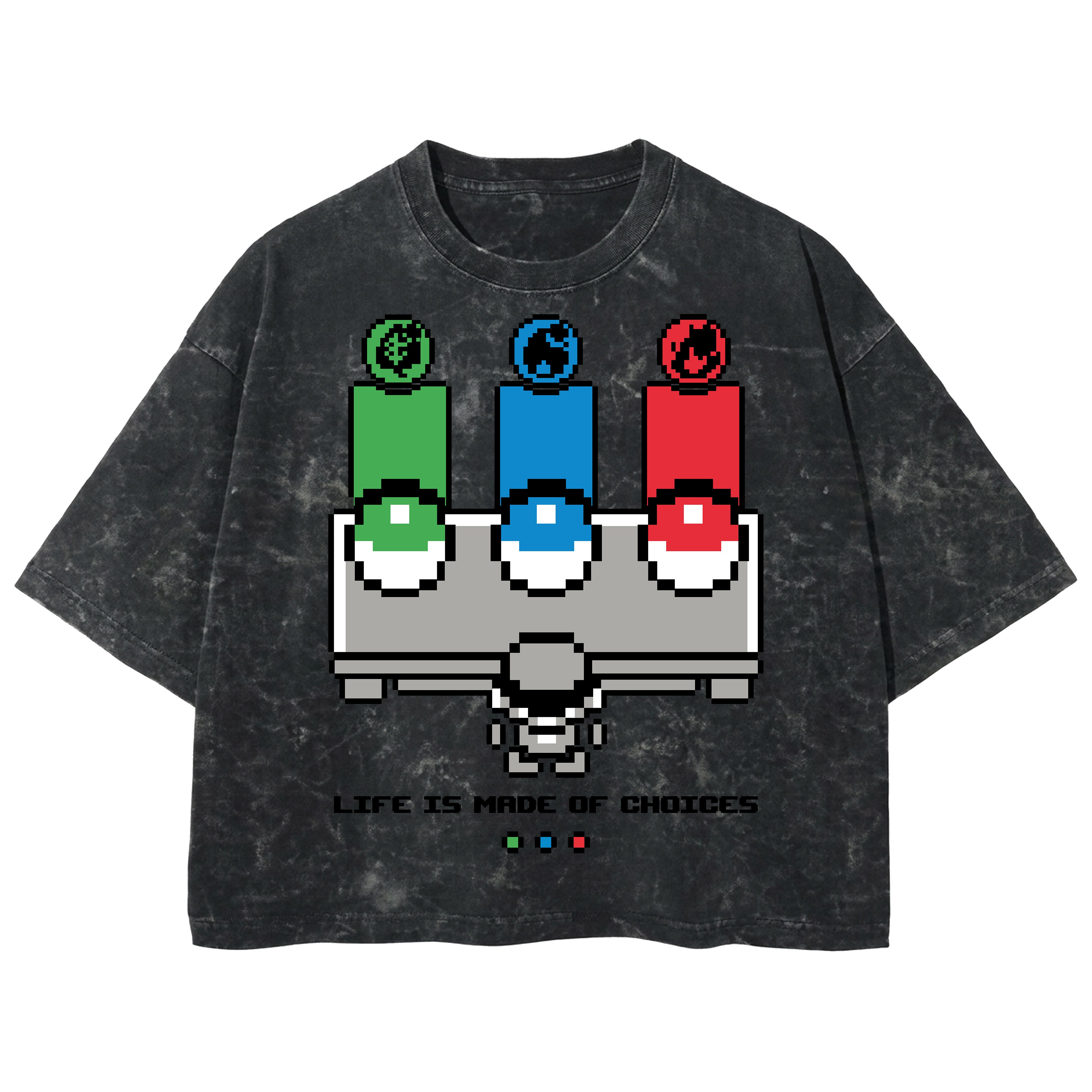 Playera streetwear premium de anime y gaming ExtraLife MX, corte boxy deluxe mineral wash heavyweight en color Acid Wash, moda urbana mexicana de culto.
