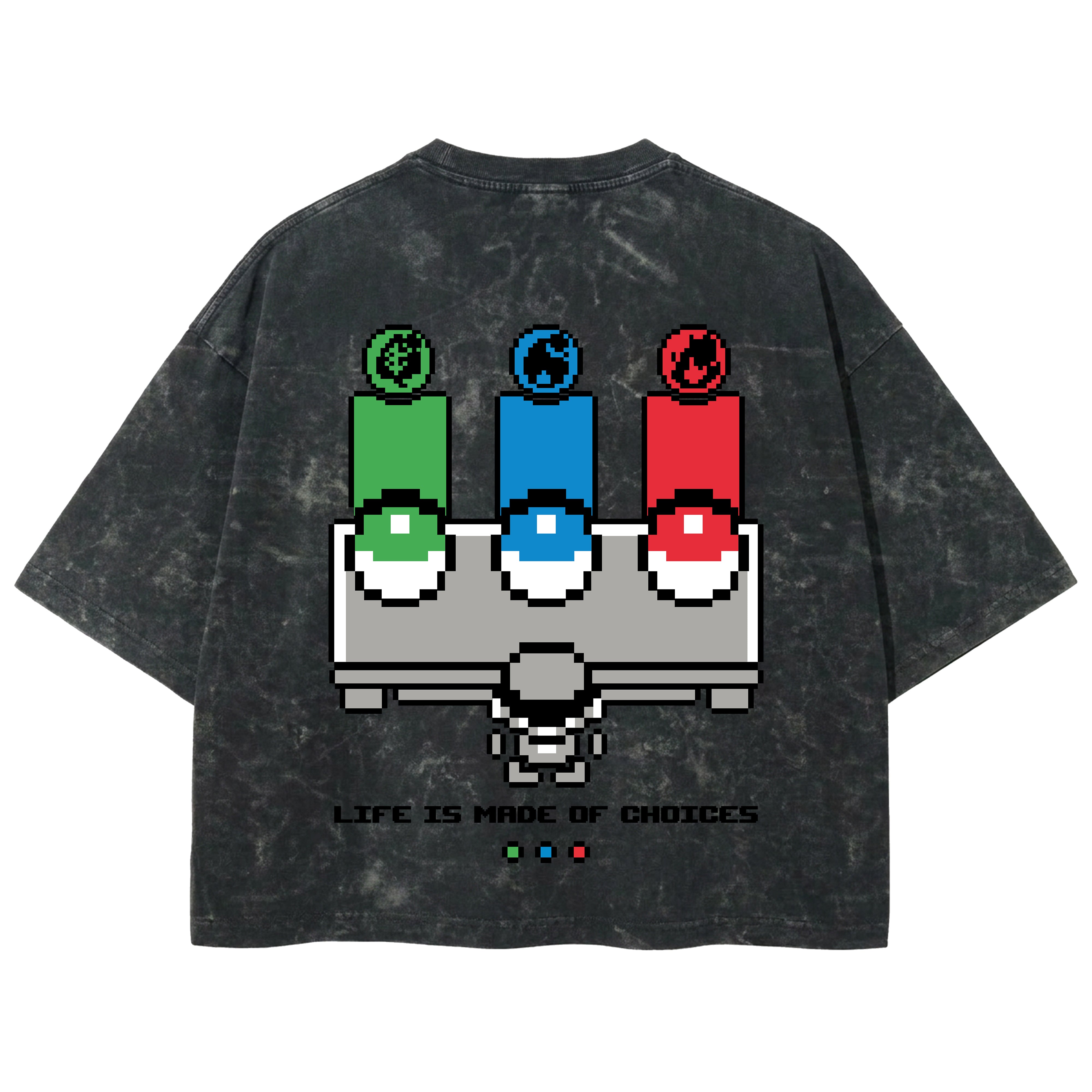 Playera streetwear premium de anime y gaming ExtraLife MX, corte boxy deluxe mineral wash heavyweight en color Acid Wash, moda urbana mexicana de culto.