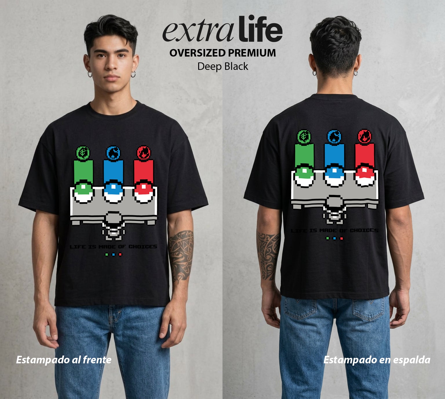 El Mundo Entrenador | Los Iniciales del Bien #03563 - Playera Oversized Premium | Deep Black - Foto en modelo