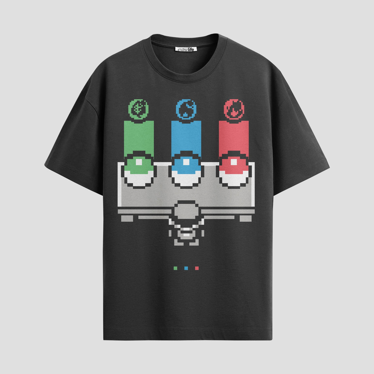 Playera urbana de anime y gaming ExtraLife MX, corte Classic Premium unisex ligero y transpirable en color Deep Black y Pure White, ropa de uso diario para gym y casual.