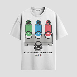 Playera urbana de anime y gaming ExtraLife MX, corte Standard Fit unisex ligero y transpirable en color Deep Black y Pure White, ropa de uso diario para gym y casual.
