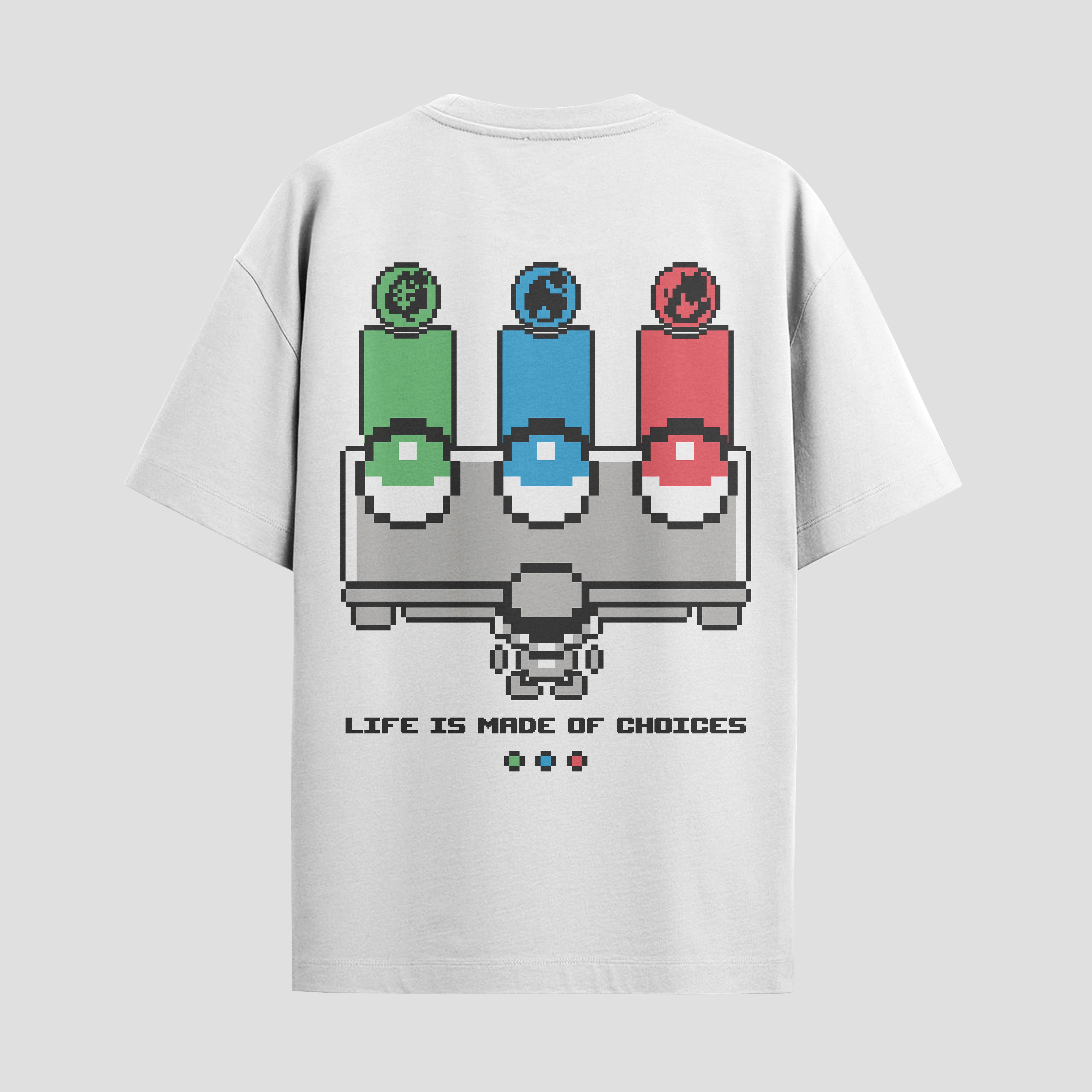 Playera urbana de anime y gaming ExtraLife MX, corte Standard Fit unisex ligero y transpirable en color Deep Black y Pure White, ropa de uso diario para gym y casual.