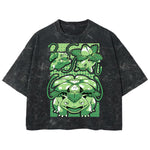Playera streetwear premium de anime y gaming ExtraLife MX, corte boxy deluxe mineral wash heavyweight en color Acid Wash, moda urbana mexicana de culto.