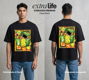El Mundo Entrenador | La Planta Carnivora #03570 - Playera Oversized Premium | Deep Black - Foto en modelo