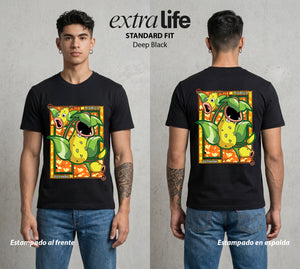 El Mundo Entrenador | La Planta Carnivora #03570 - Playera Standard Fit | Deep Black - Foto en modelo