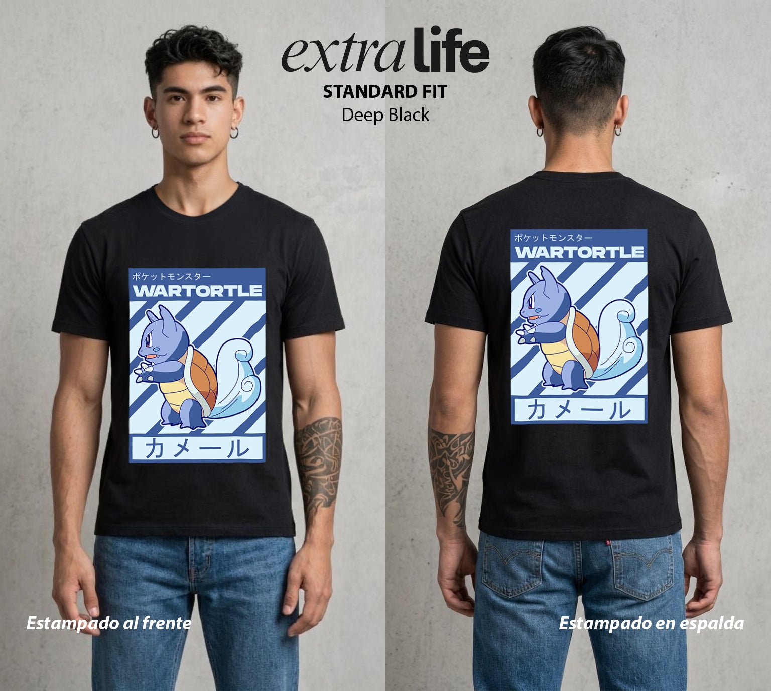 El Mundo Entrenador | La Tortuga Media #03571 - Playera Standard Fit | Deep Black - Foto en modelo