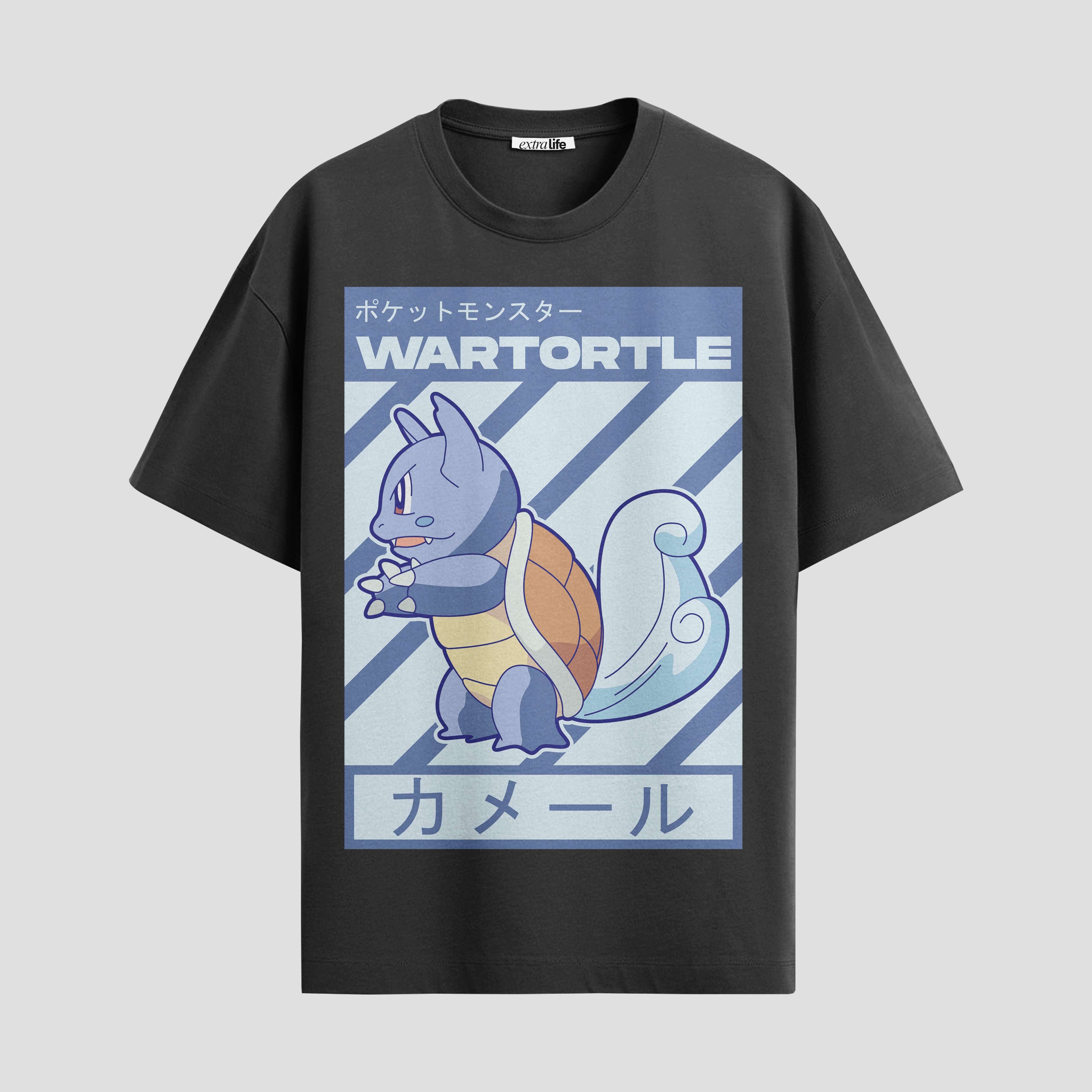 Playera urbana de anime y gaming ExtraLife MX, corte Standard Fit unisex ligero y transpirable en color Deep Black y Pure White, ropa de uso diario para gym y casual.