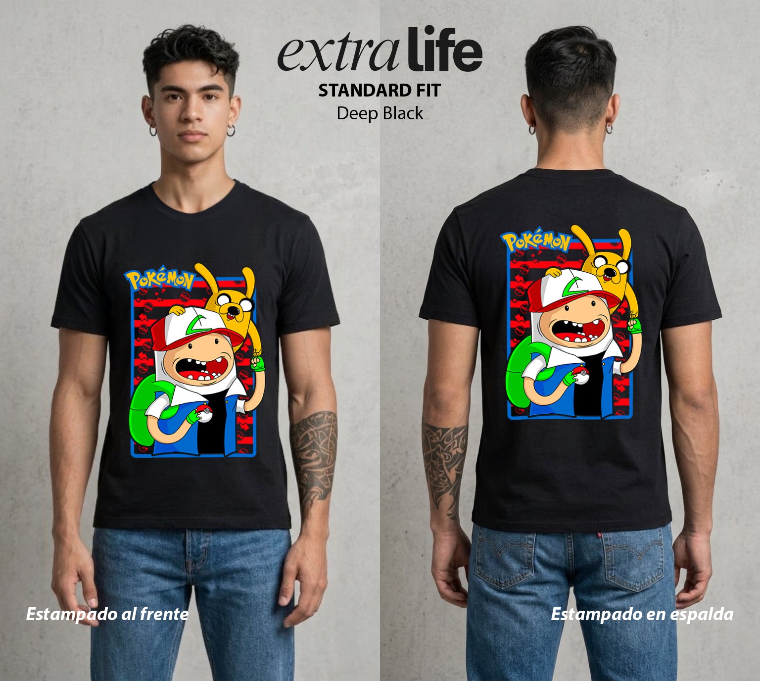 El Mundo Entrenador | El Crossover del Bien #03573 - Playera Standard Fit | Deep Black - Foto en modelo