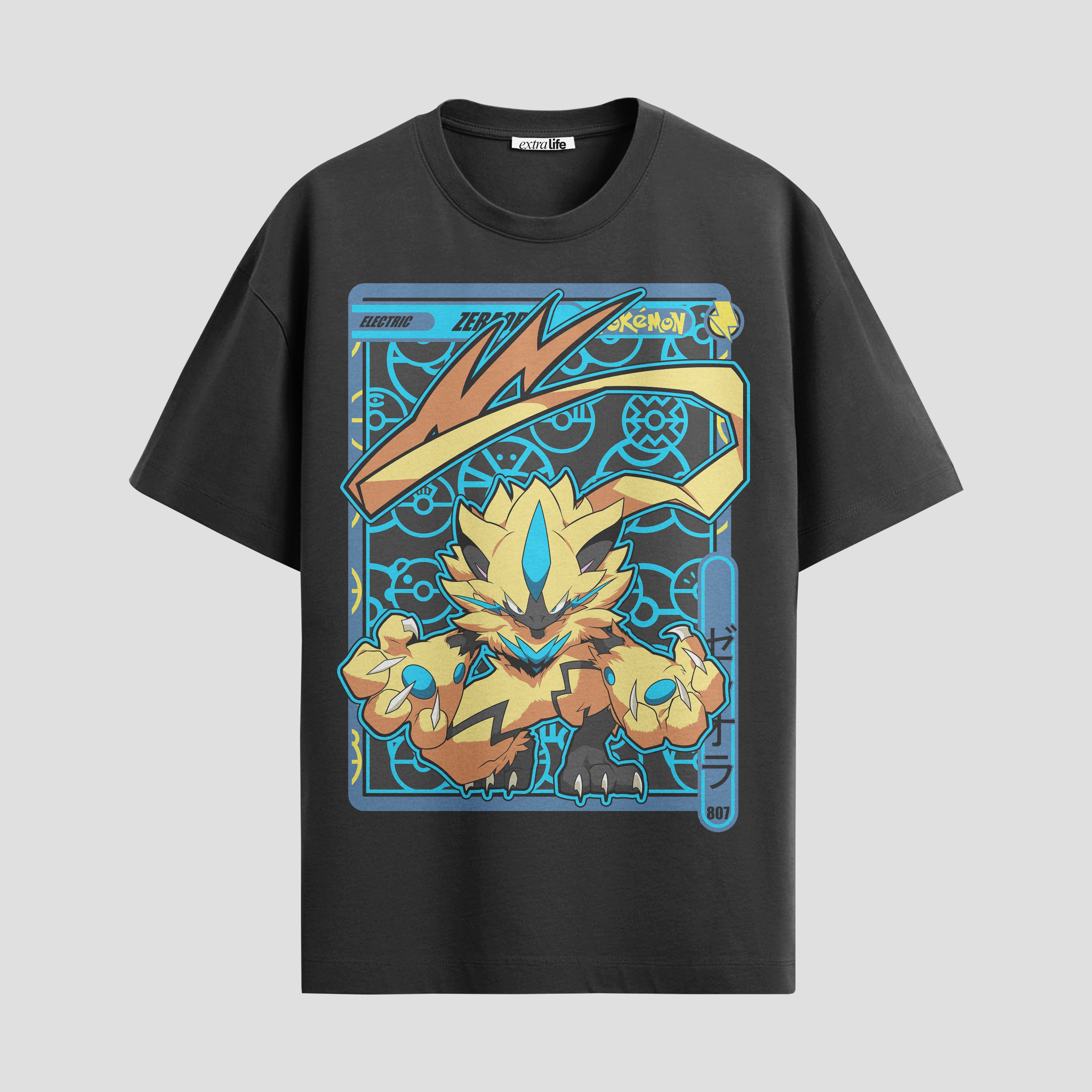 Playera urbana de anime y gaming ExtraLife MX, corte Standard Fit unisex ligero y transpirable en color Deep Black y Pure White, ropa de uso diario para gym y casual.