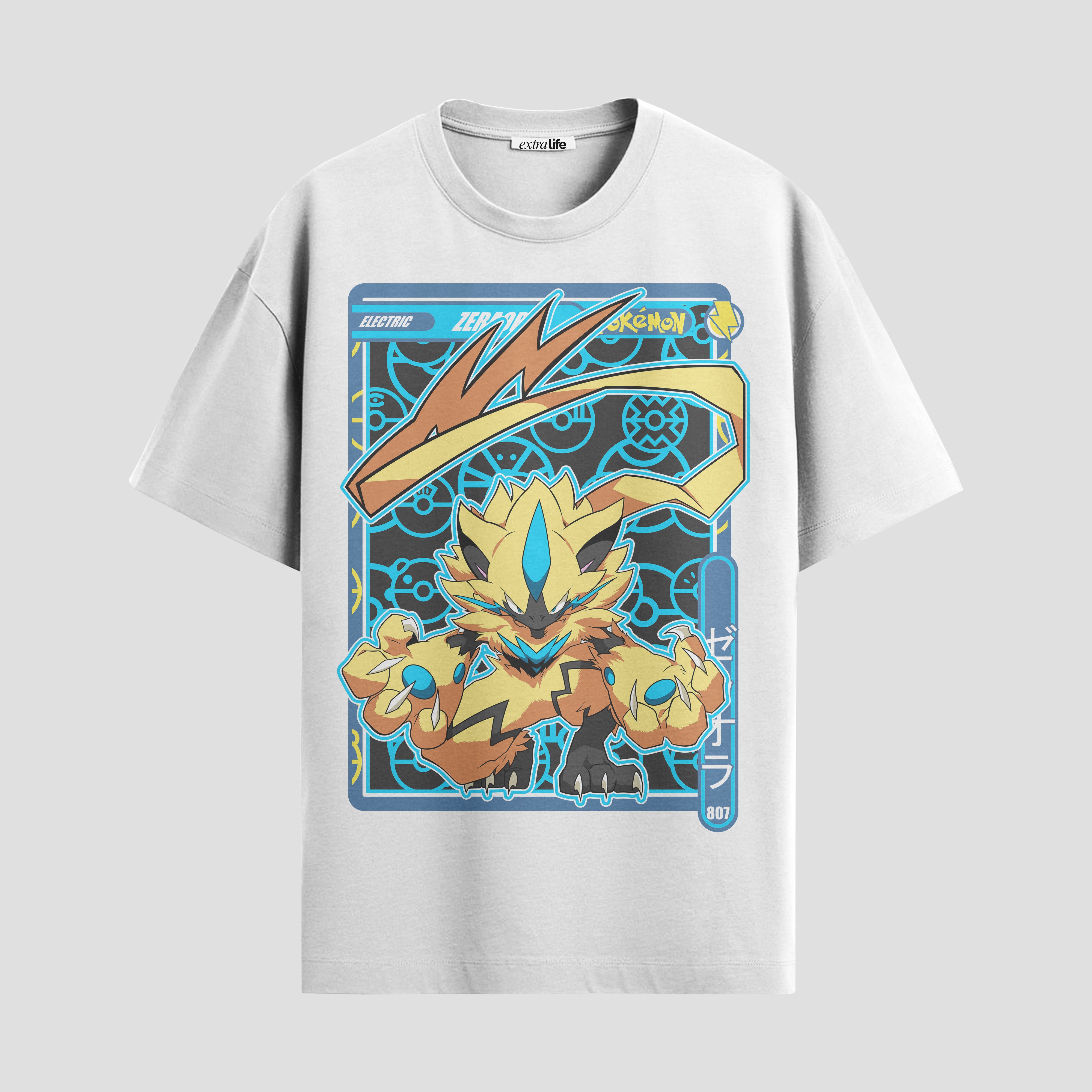 Playera urbana de anime y gaming ExtraLife MX, corte Standard Fit unisex ligero y transpirable en color Deep Black y Pure White, ropa de uso diario para gym y casual.