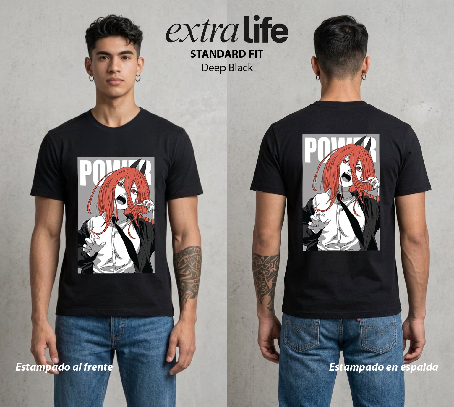 El Contrato Infernal | La Sangre del Diablo #03577 - Playera Standard Fit | Deep Black - Foto en modelo