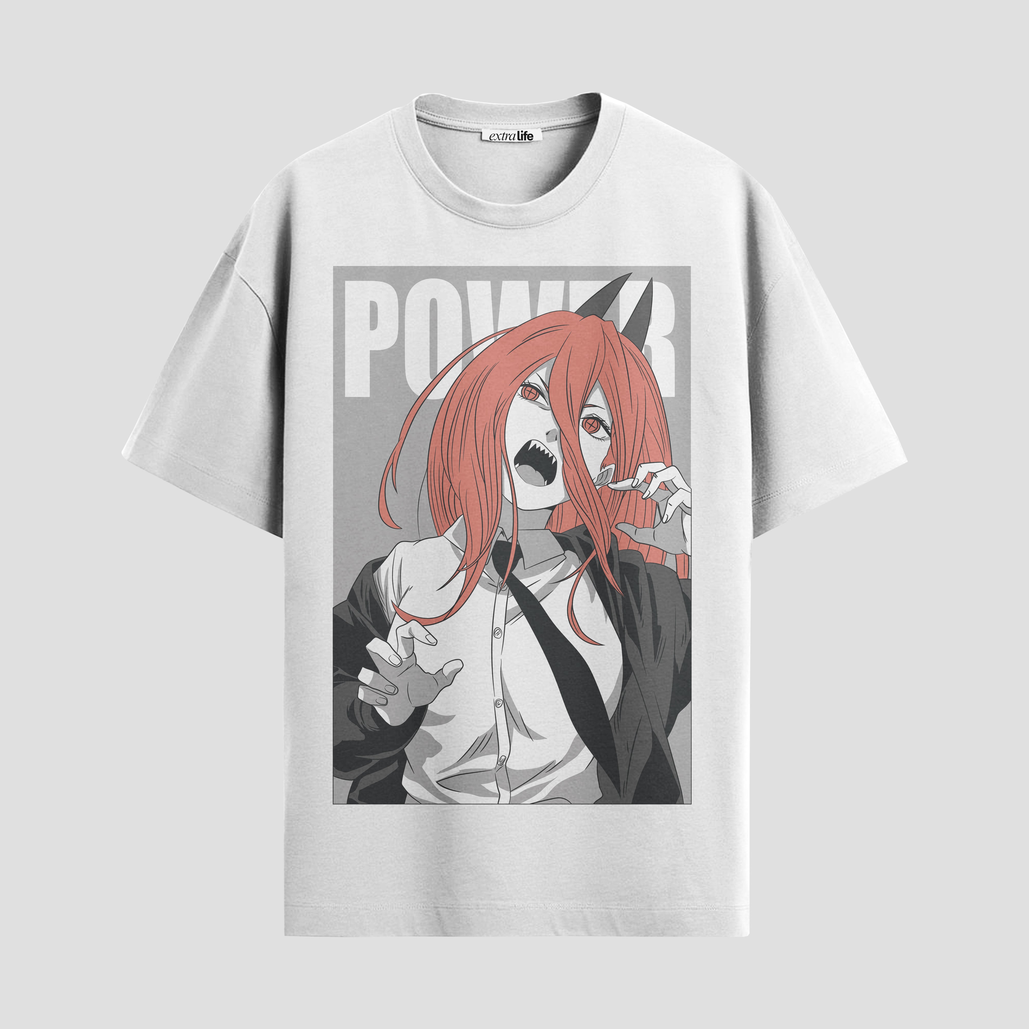 Playera urbana de anime y gaming ExtraLife MX, corte Standard Fit unisex ligero y transpirable en color Deep Black y Pure White, ropa de uso diario para gym y casual.