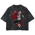 Playera streetwear premium de anime y gaming ExtraLife MX, corte boxy deluxe mineral wash heavyweight en color Acid Wash, moda urbana mexicana de culto.