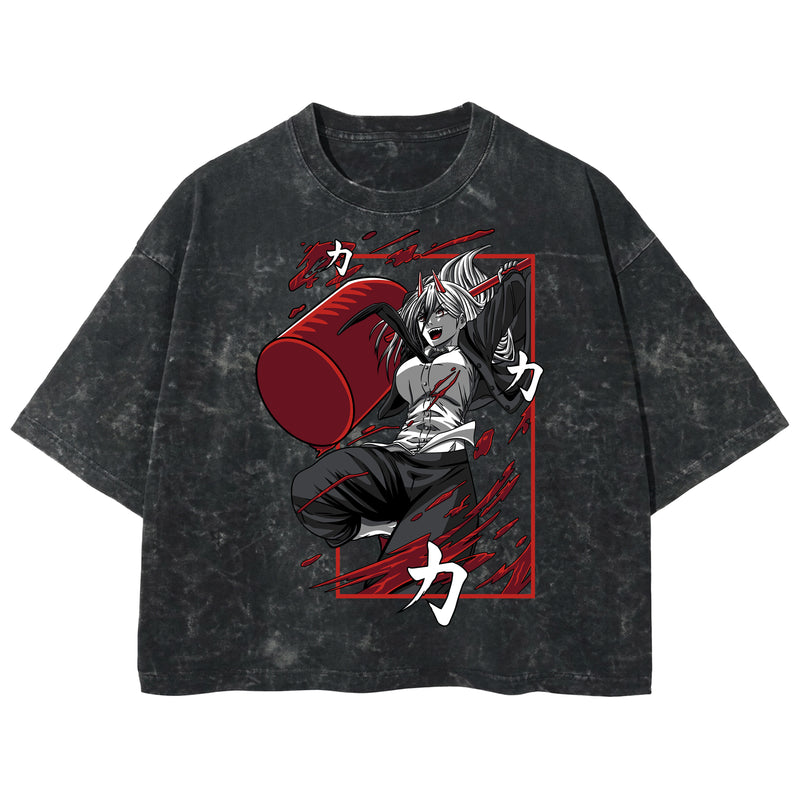 Playera streetwear premium de anime y gaming ExtraLife MX, corte boxy deluxe mineral wash heavyweight en color Acid Wash, moda urbana mexicana de culto.