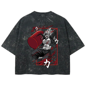 Playera streetwear premium de anime y gaming ExtraLife MX, corte boxy deluxe mineral wash heavyweight en color Acid Wash, moda urbana mexicana de culto.
