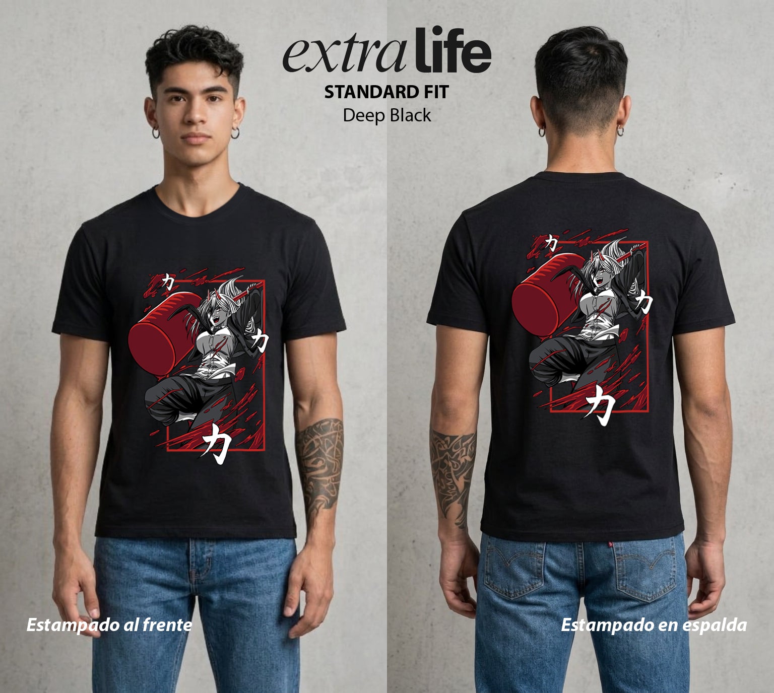 El Contrato Infernal | La Sangre del Diablo #03581 - Playera Standard Fit | Deep Black - Foto en modelo