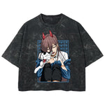 Playera streetwear premium de anime y gaming ExtraLife MX, corte boxy deluxe mineral wash heavyweight en color Acid Wash, moda urbana mexicana de culto.