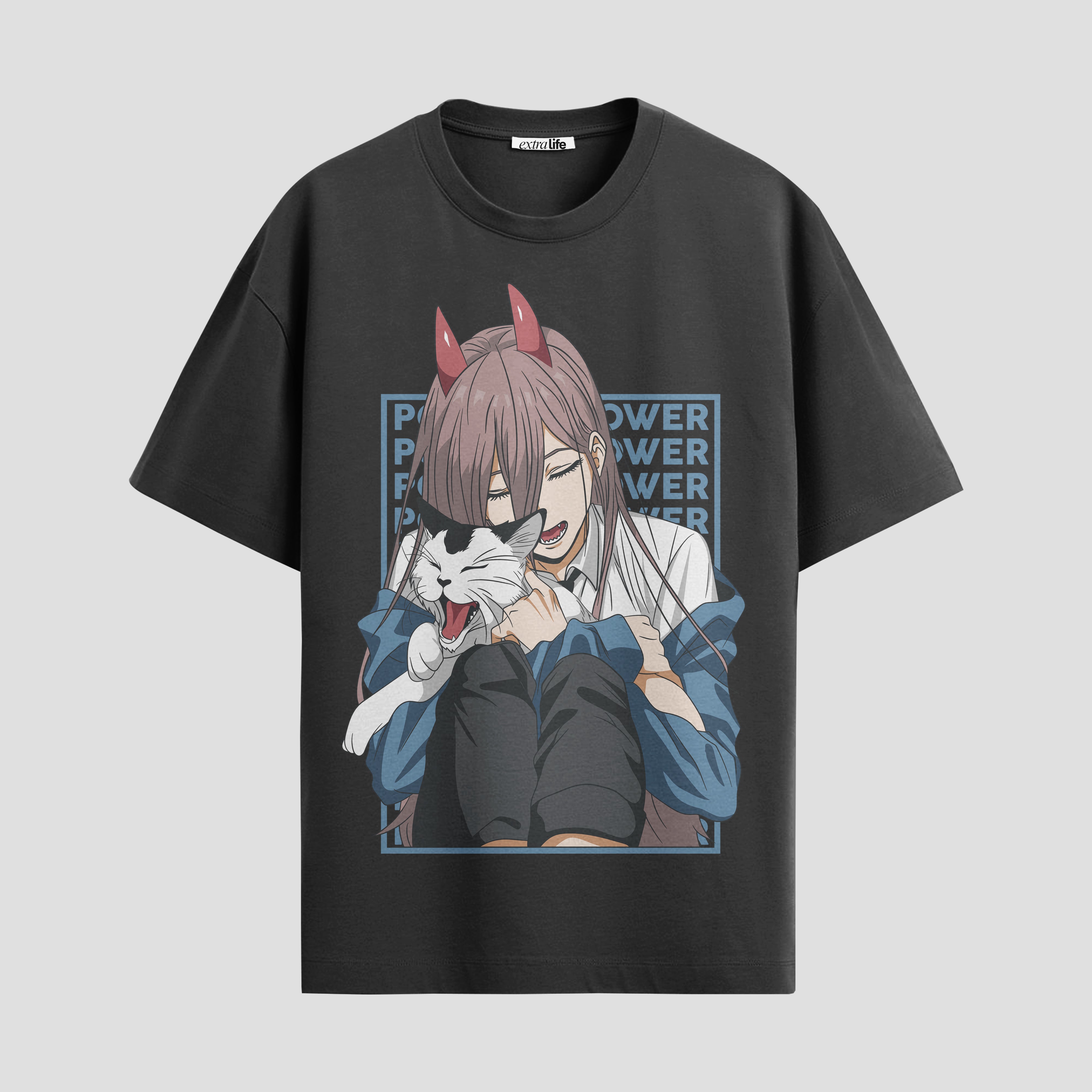 Playera urbana de anime y gaming ExtraLife MX, corte Standard Fit unisex ligero y transpirable en color Deep Black y Pure White, ropa de uso diario para gym y casual.