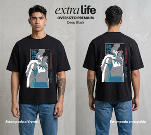 El Estudio del Viento | La Loba del Bosque #03586 - Playera Oversized Premium | Deep Black - Foto en modelo