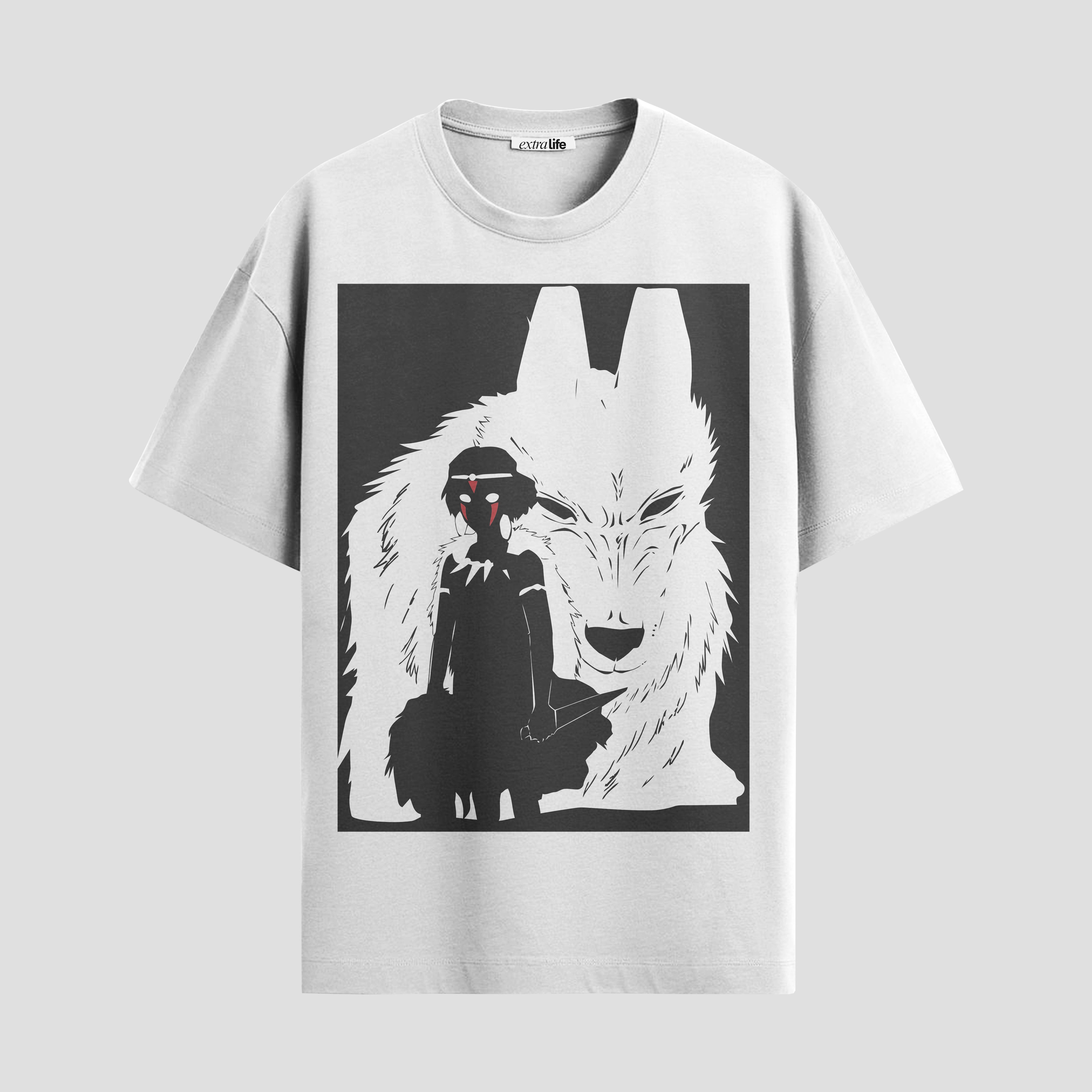 Playera urbana de anime y gaming ExtraLife MX, corte Standard Fit unisex ligero y transpirable en color Deep Black y Pure White, ropa de uso diario para gym y casual.