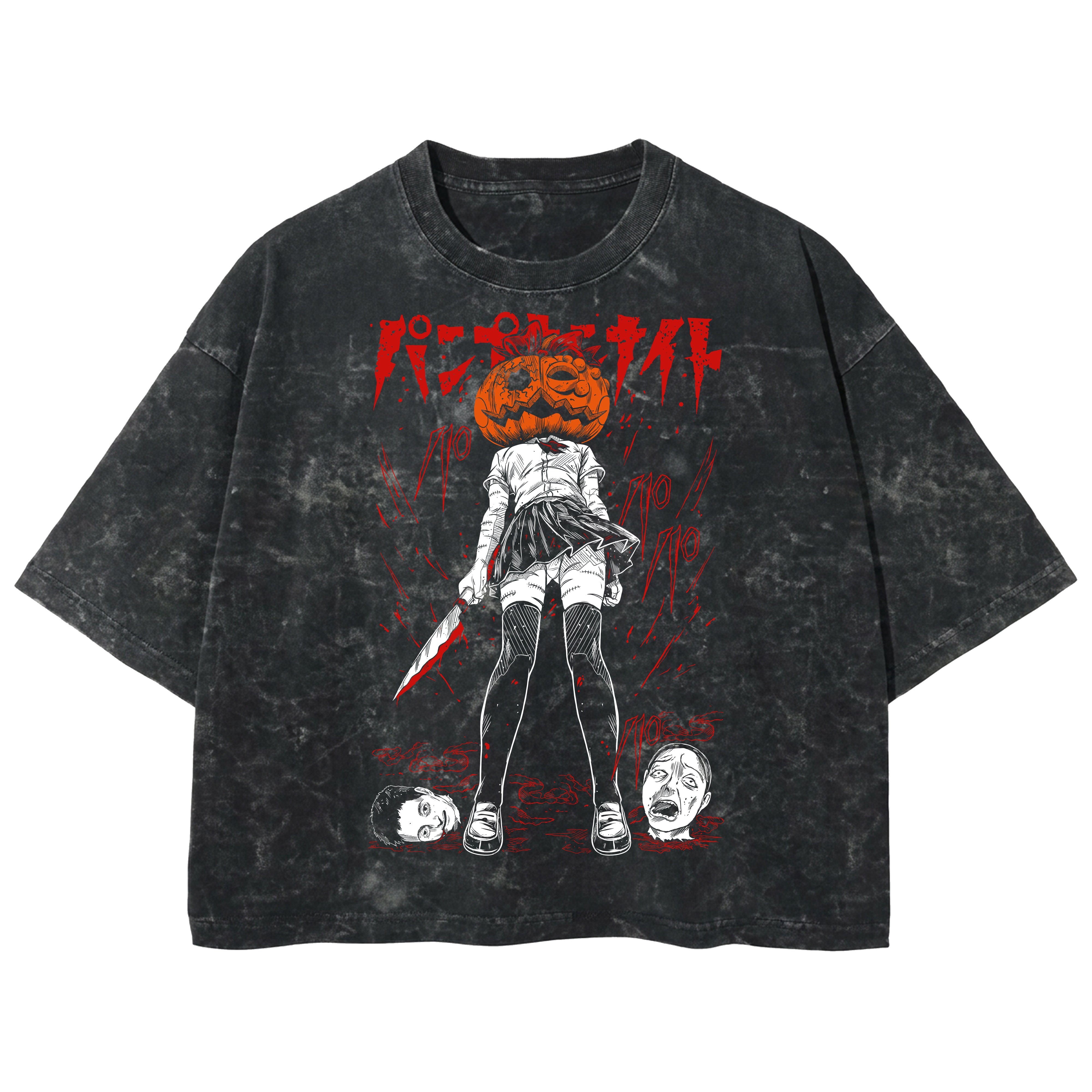 Playera streetwear premium de anime y gaming ExtraLife MX, corte boxy deluxe mineral wash heavyweight en color Acid Wash, moda urbana mexicana de culto.