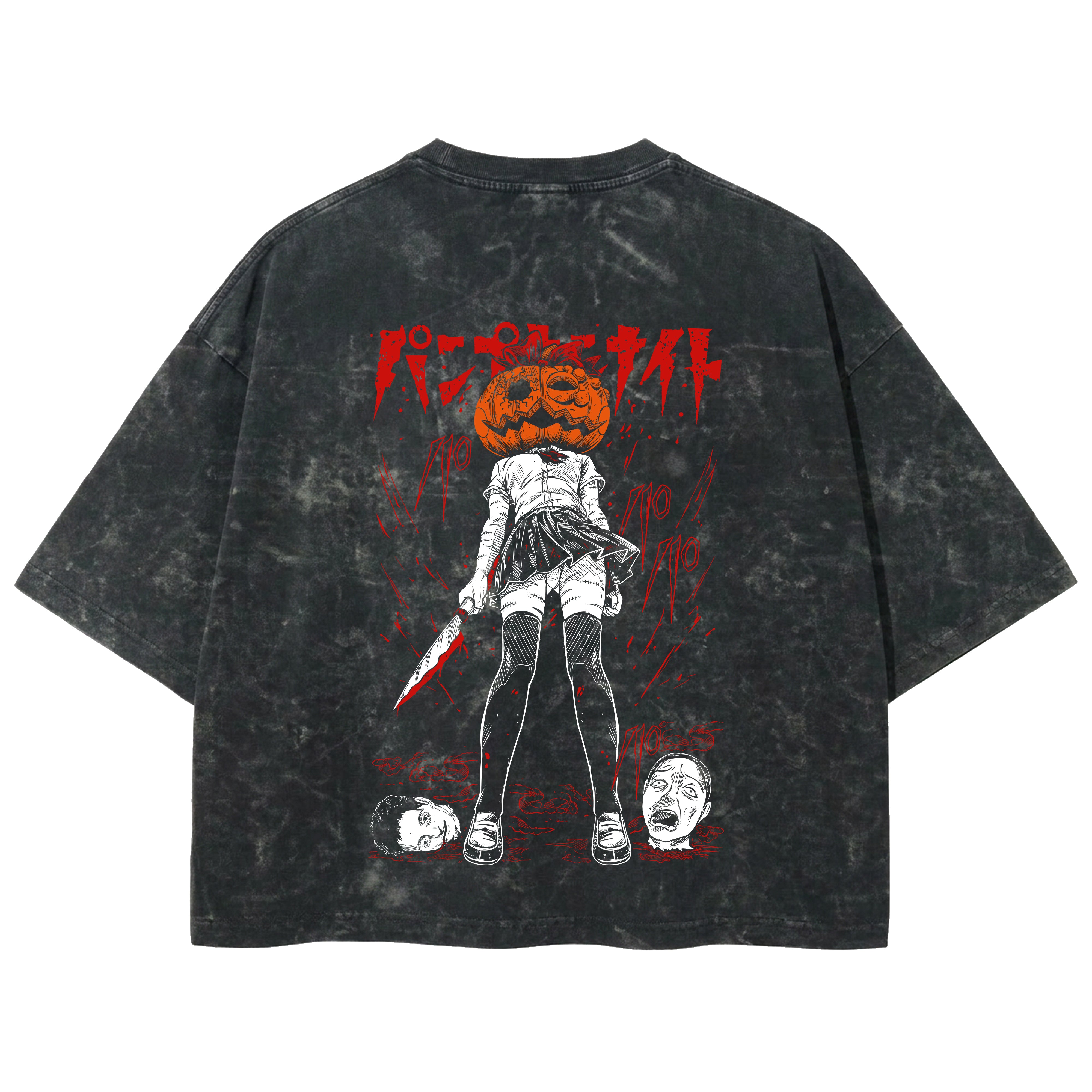Playera streetwear premium de anime y gaming ExtraLife MX, corte boxy deluxe mineral wash heavyweight en color Acid Wash, moda urbana mexicana de culto.