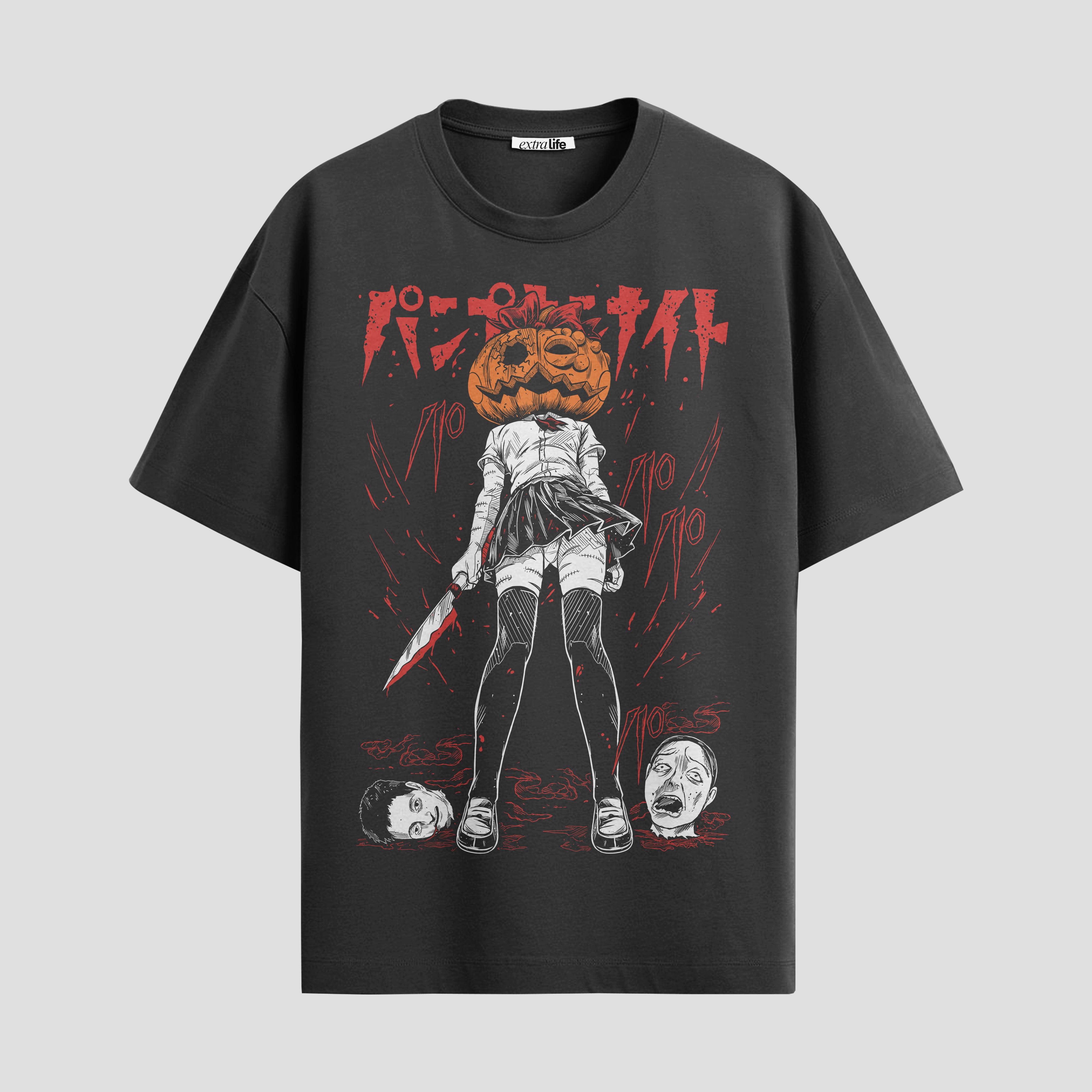 Playera urbana de anime y gaming ExtraLife MX, corte Standard Fit unisex ligero y transpirable en color Deep Black y Pure White, ropa de uso diario para gym y casual.