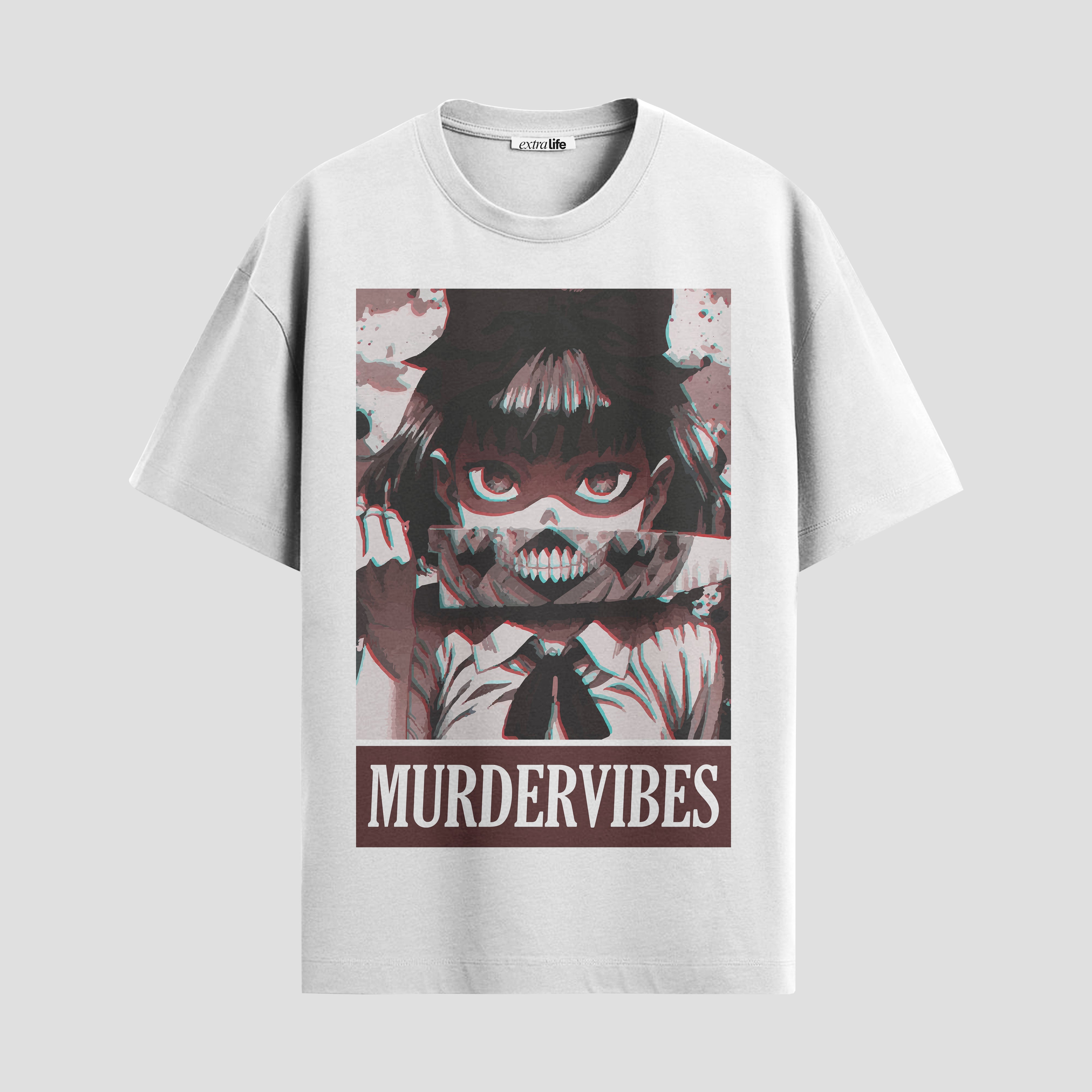 Playera urbana de anime y gaming ExtraLife MX, corte Standard Fit unisex ligero y transpirable en color Deep Black y Pure White, ropa de uso diario para gym y casual.
