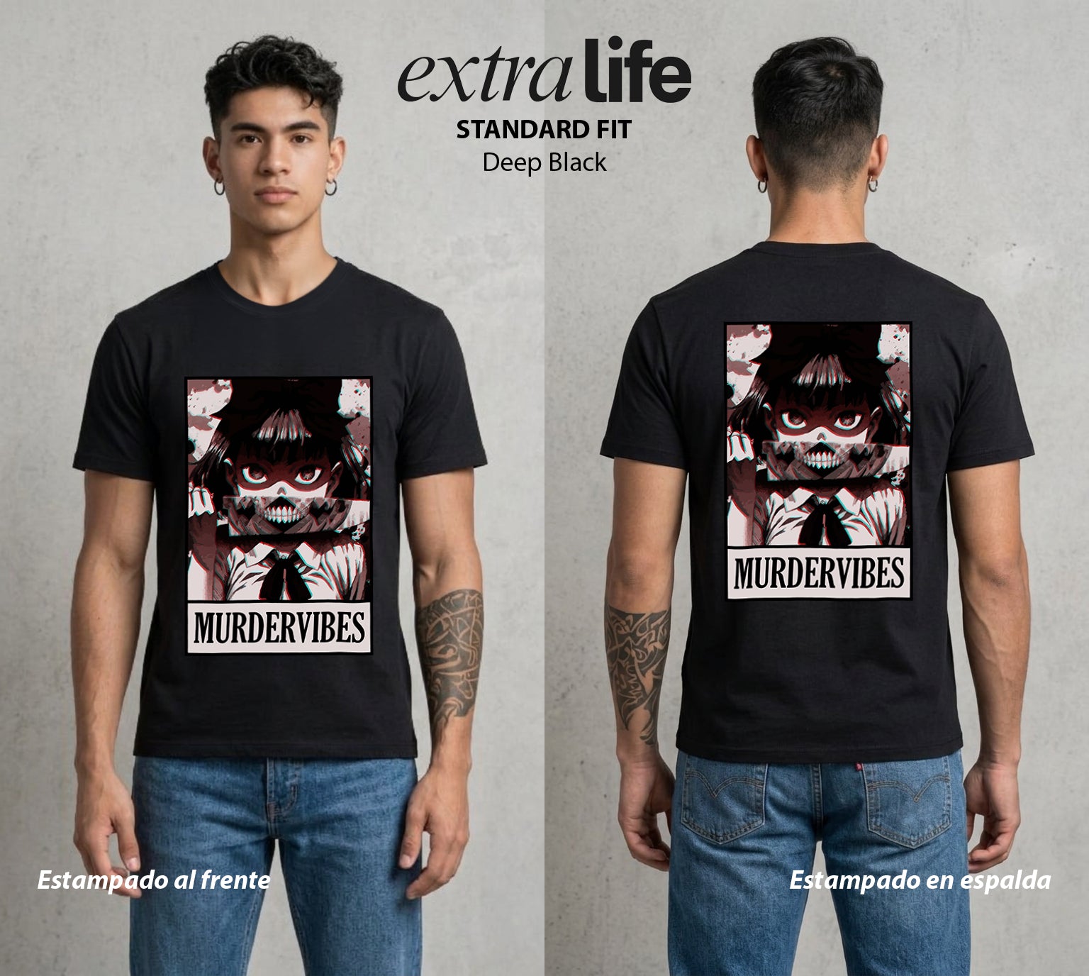 La Noche de la Calabaza | El Terror de la Noche #03592 - Playera Standard Fit | Deep Black - Foto en modelo