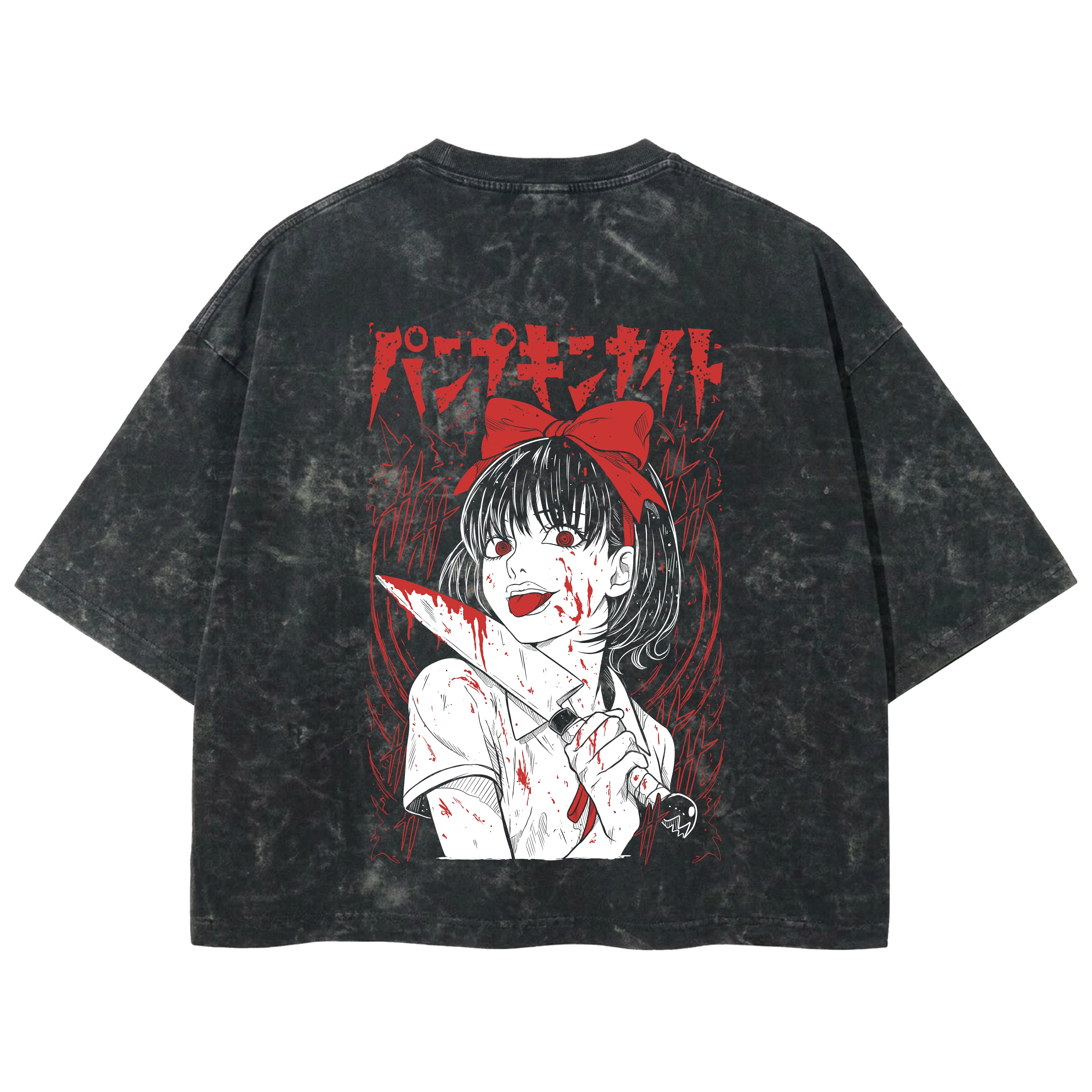 Playera streetwear premium de anime y gaming ExtraLife MX, corte boxy deluxe mineral wash heavyweight en color Acid Wash, moda urbana mexicana de culto.