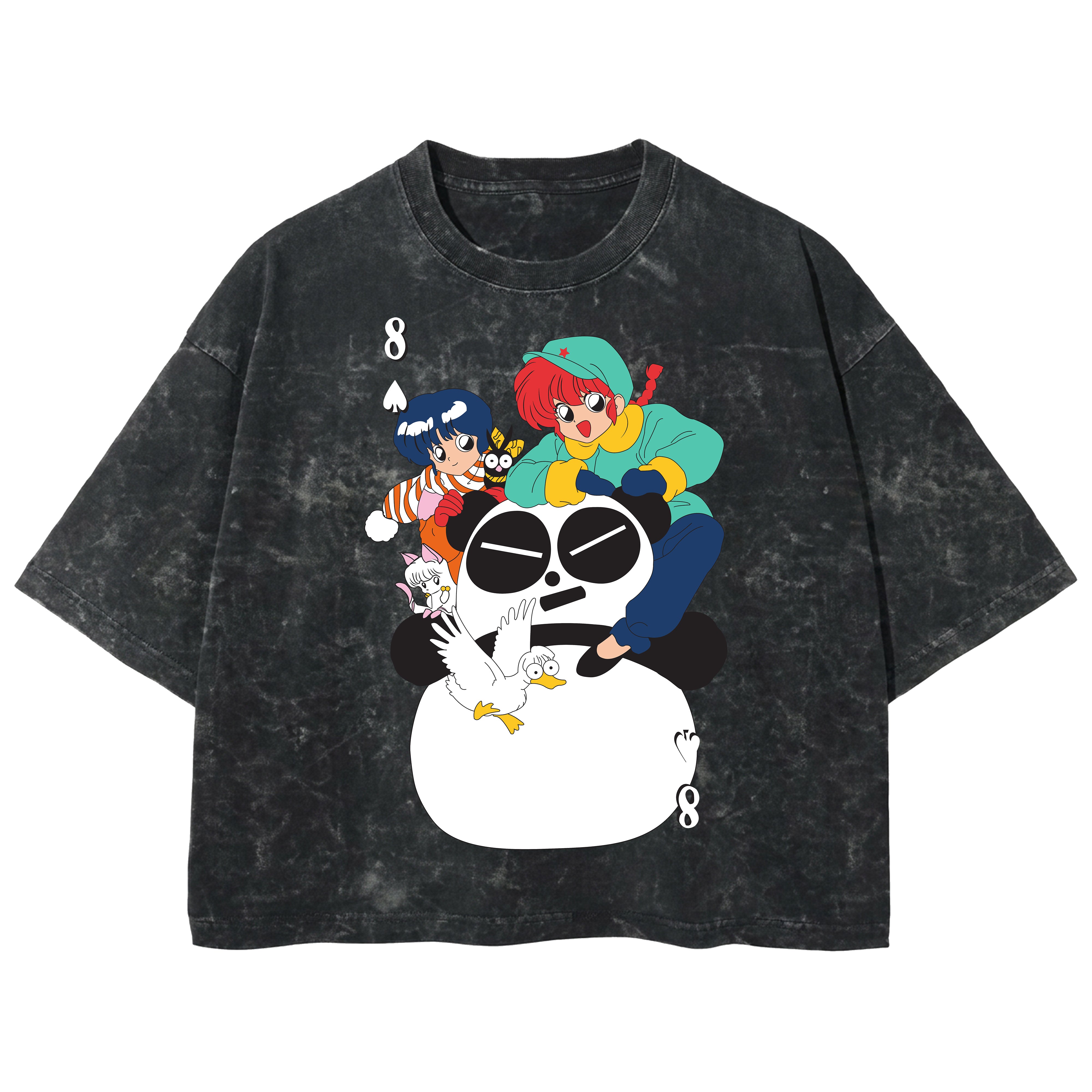 Playera streetwear premium de anime y gaming ExtraLife MX, corte boxy deluxe mineral wash heavyweight en color Acid Wash, moda urbana mexicana de culto.