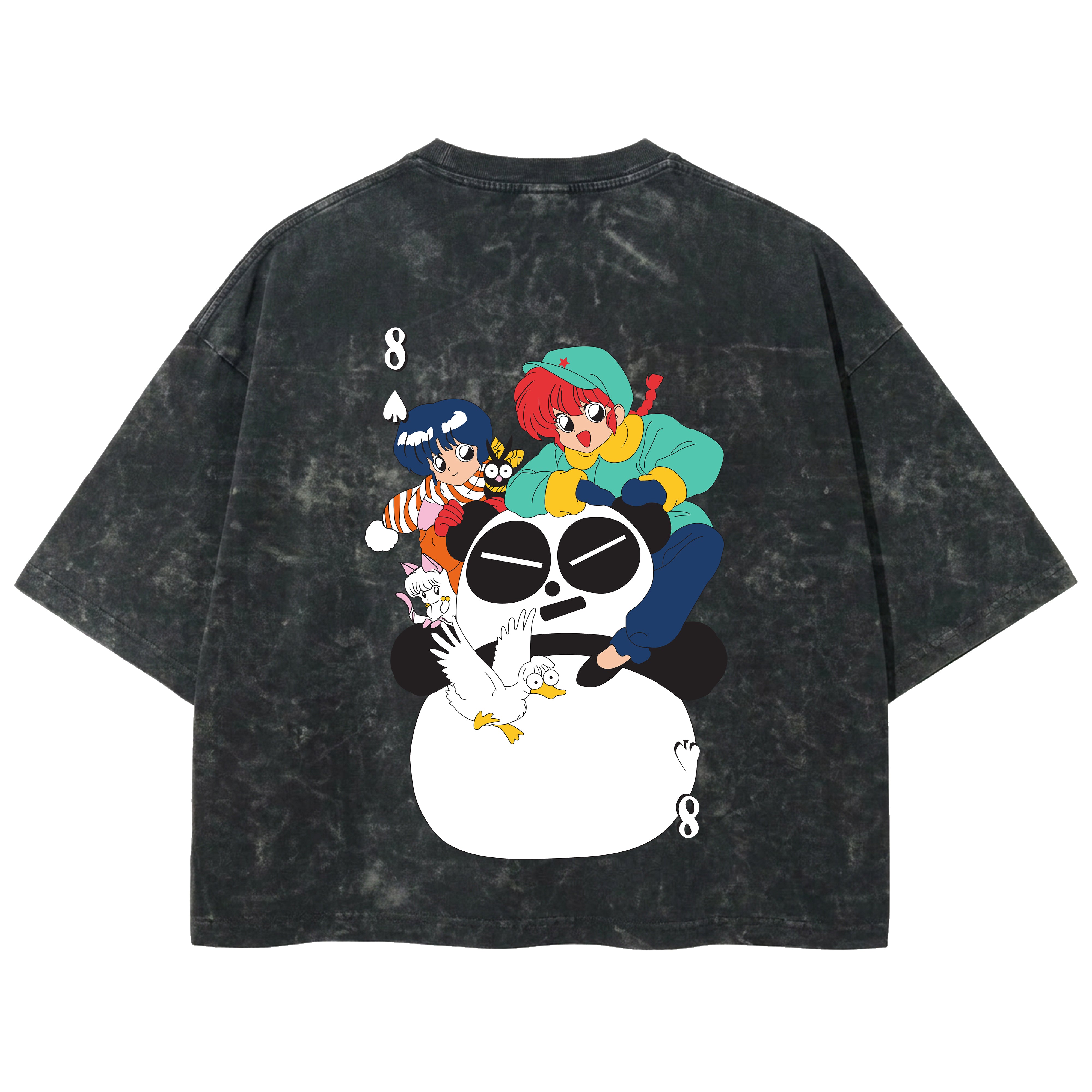 Playera streetwear premium de anime y gaming ExtraLife MX, corte boxy deluxe mineral wash heavyweight en color Acid Wash, moda urbana mexicana de culto.