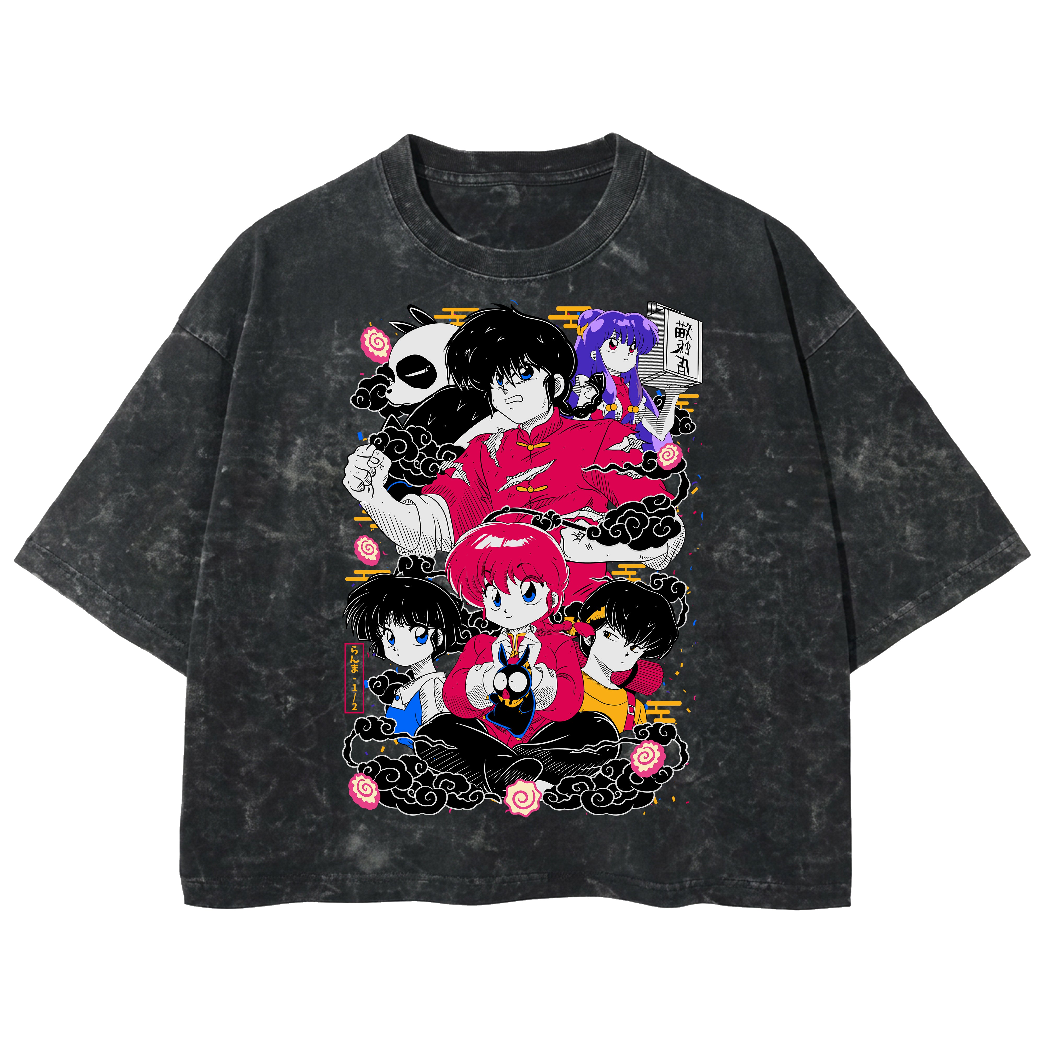 Playera streetwear premium de anime y gaming ExtraLife MX, corte boxy deluxe mineral wash heavyweight en color Acid Wash, moda urbana mexicana de culto.