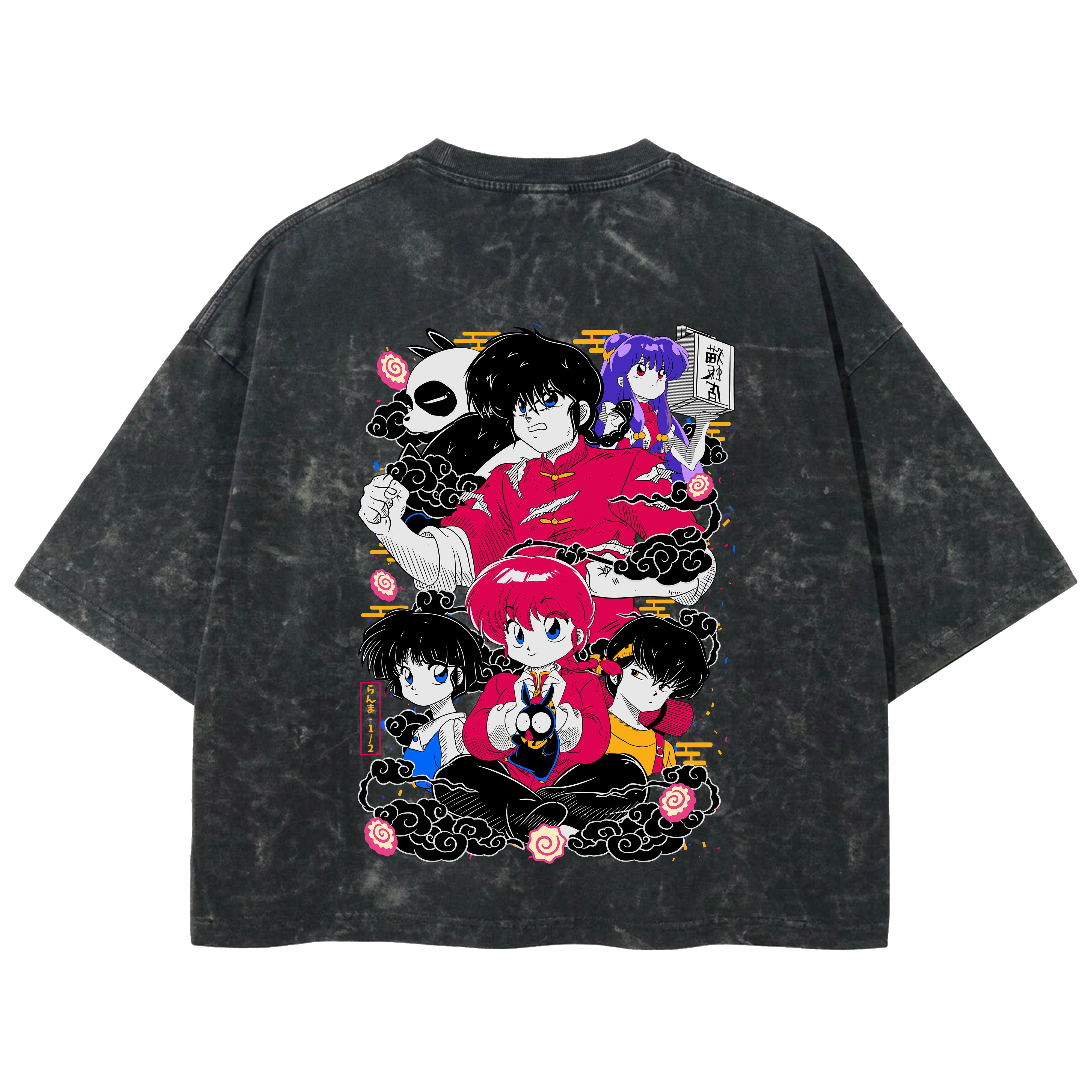 Playera streetwear premium de anime y gaming ExtraLife MX, corte boxy deluxe mineral wash heavyweight en color Acid Wash, moda urbana mexicana de culto.