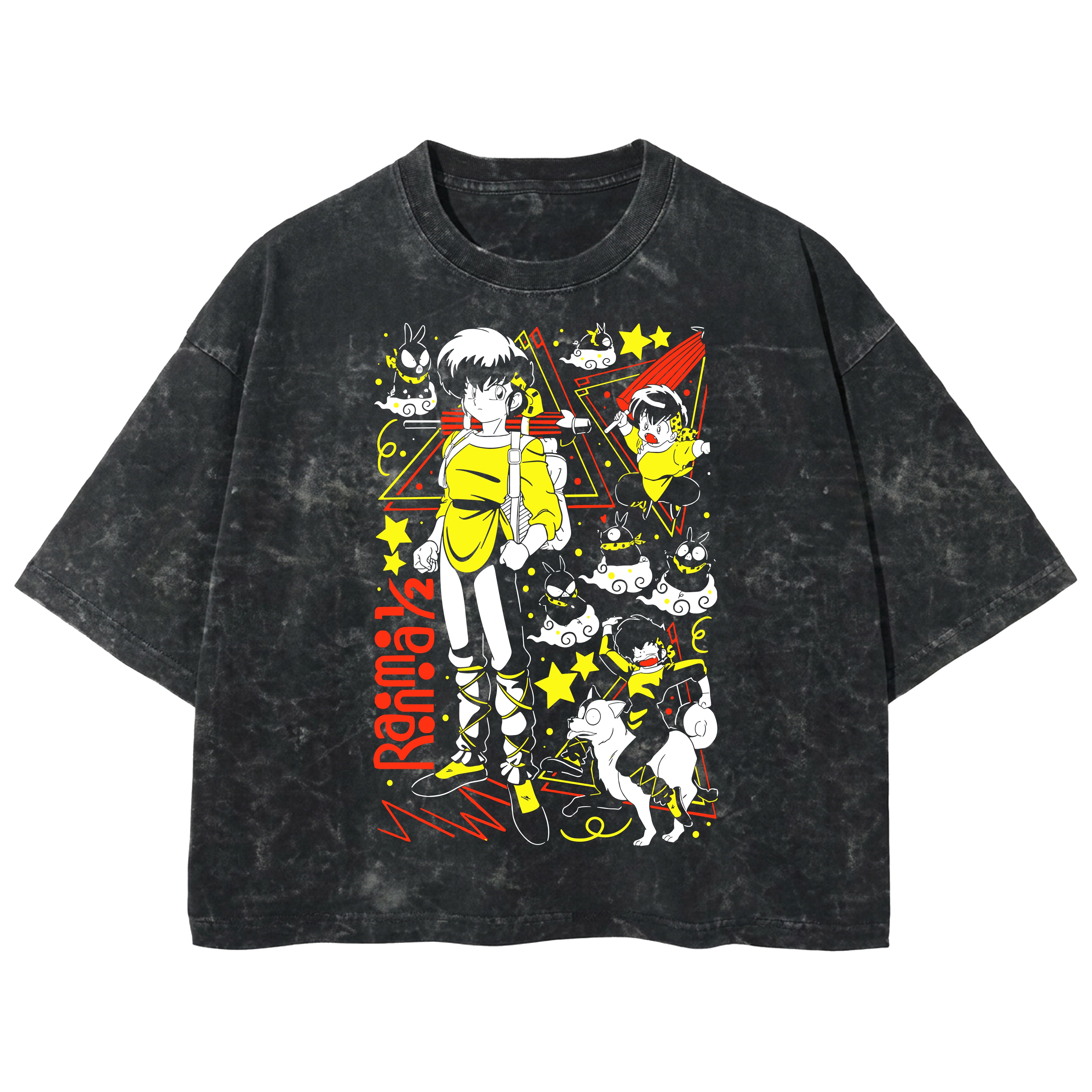 Playera streetwear premium de anime y gaming ExtraLife MX, corte boxy deluxe mineral wash heavyweight en color Acid Wash, moda urbana mexicana de culto.