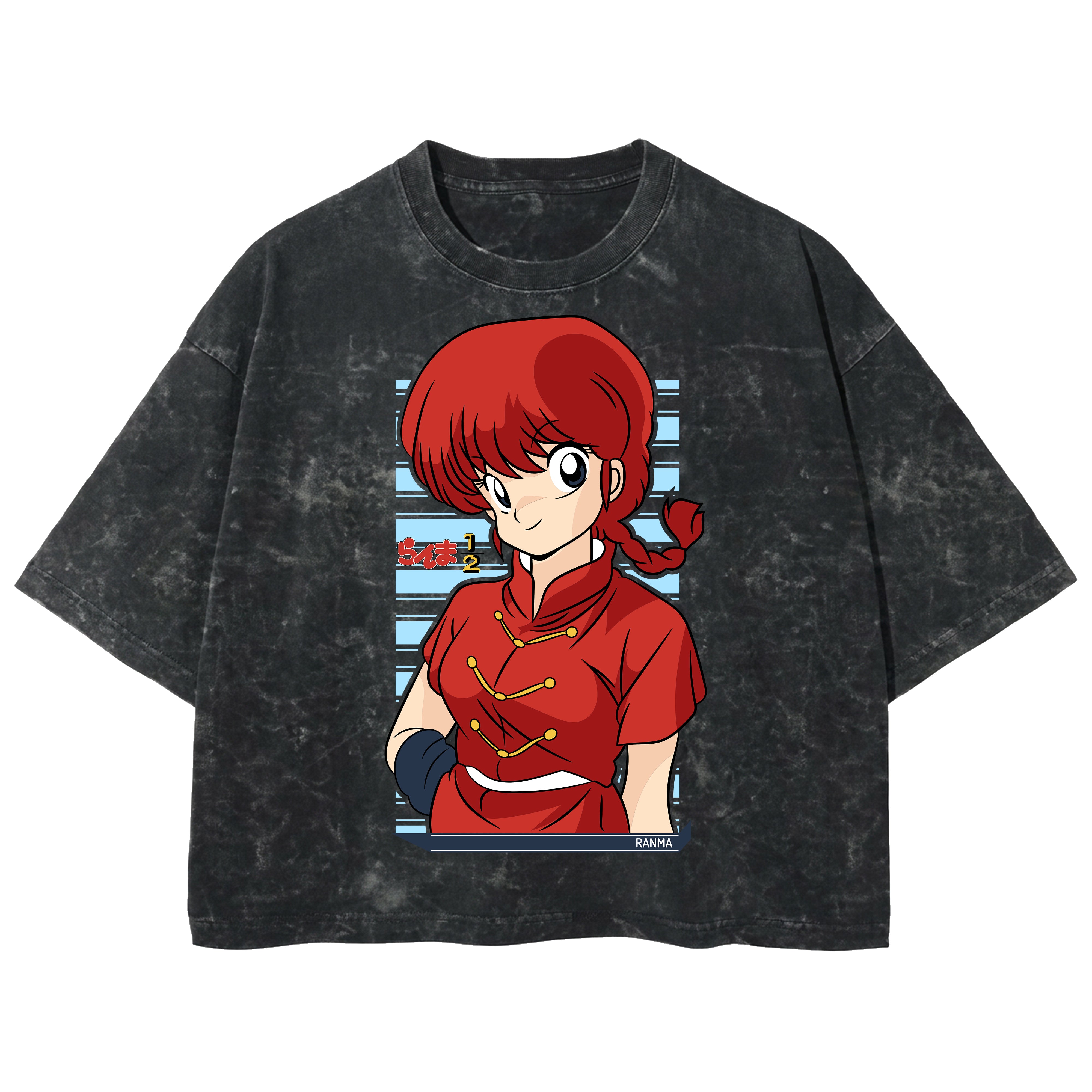 Playera streetwear premium de anime y gaming ExtraLife MX, corte boxy deluxe mineral wash heavyweight en color Acid Wash, moda urbana mexicana de culto.